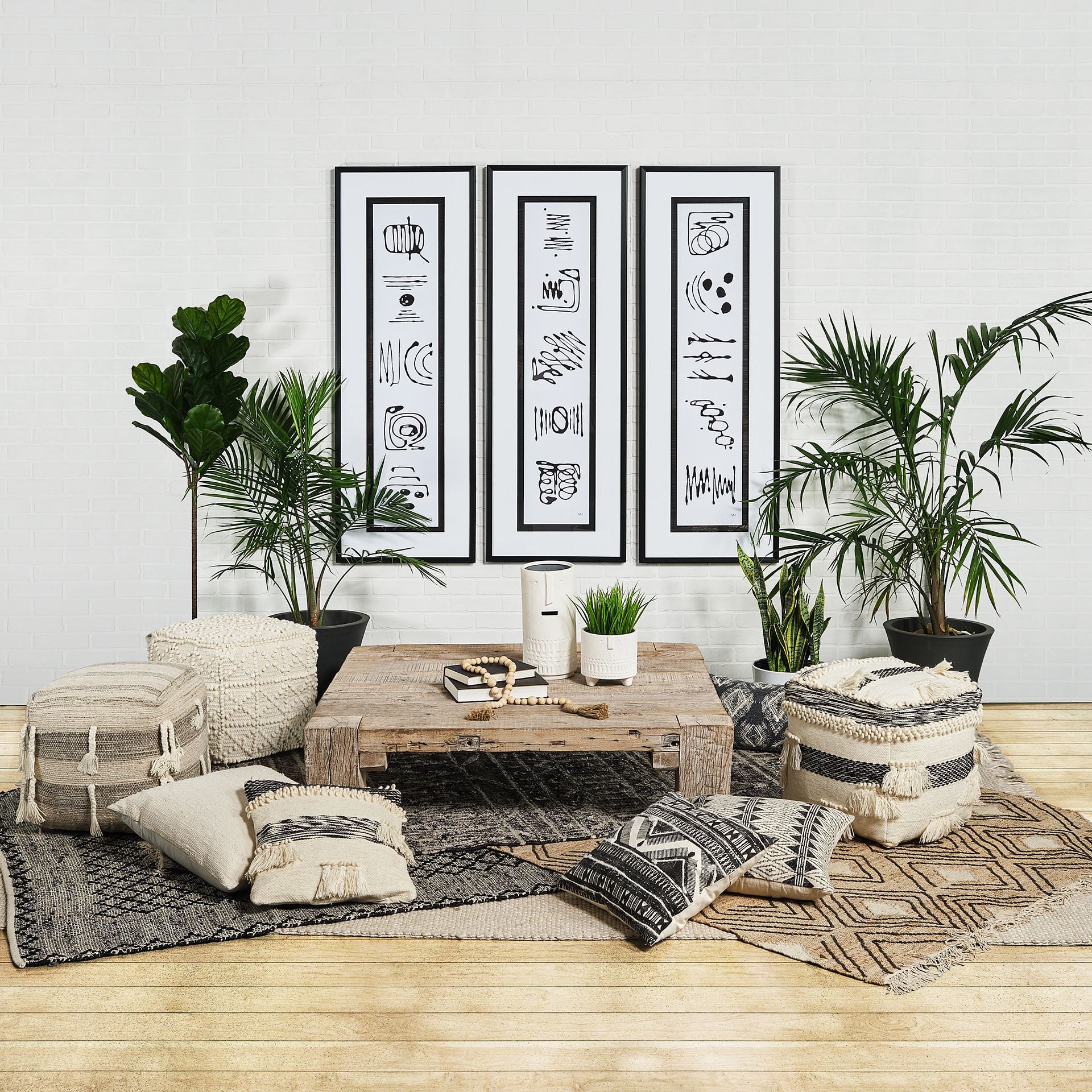 18" Ivory Wool Knubby Geometric Cube Pouf Ottoman SpadezStore