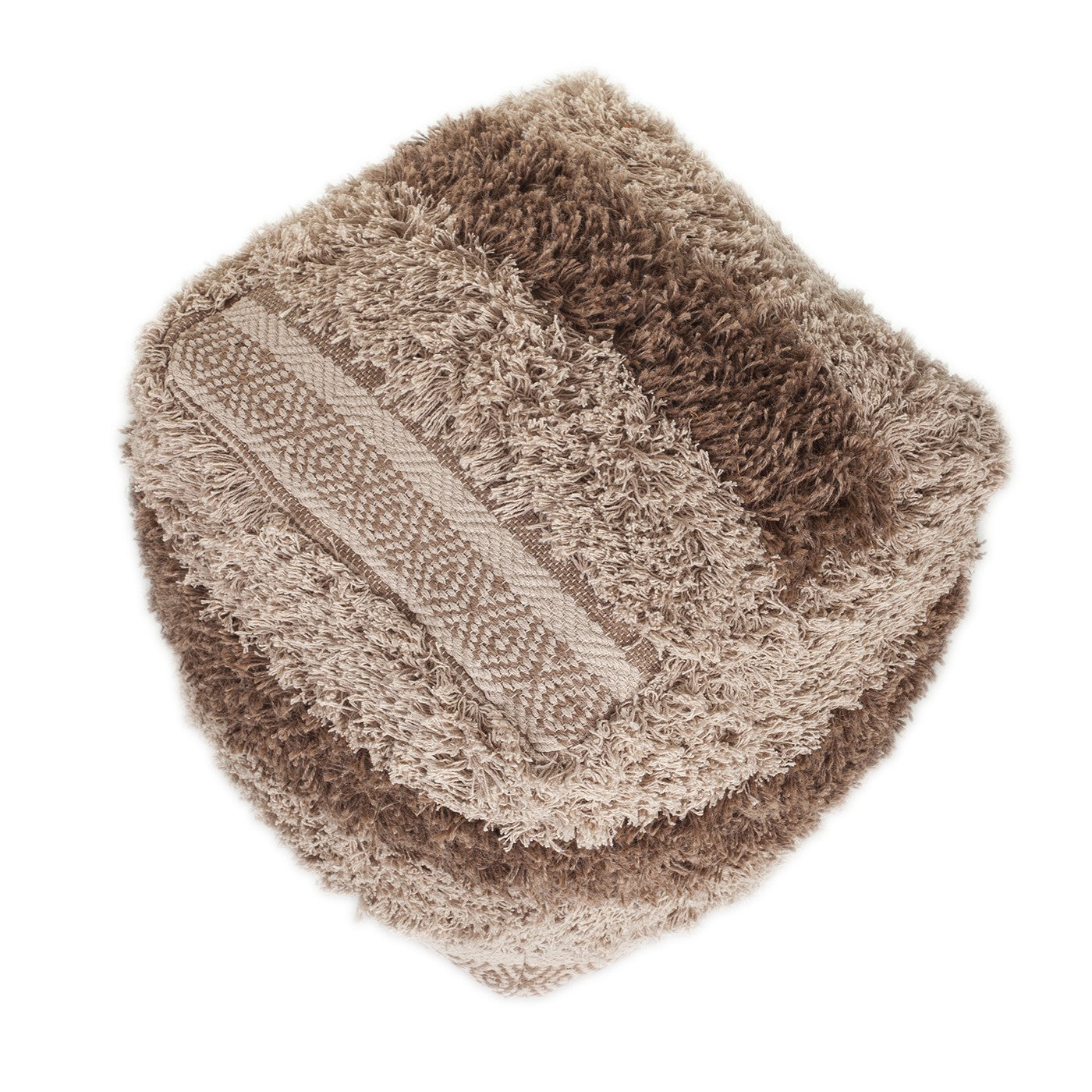 18" Beige Striped Pouf Ottoman SpadezStore