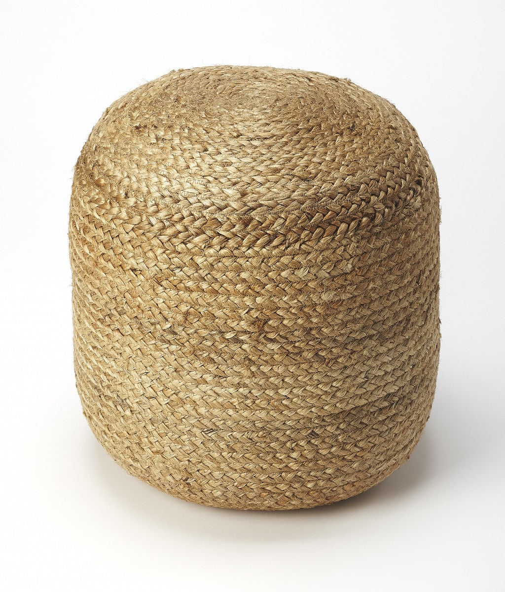 16" Jute Round Pouf Ottoman SpadezStore