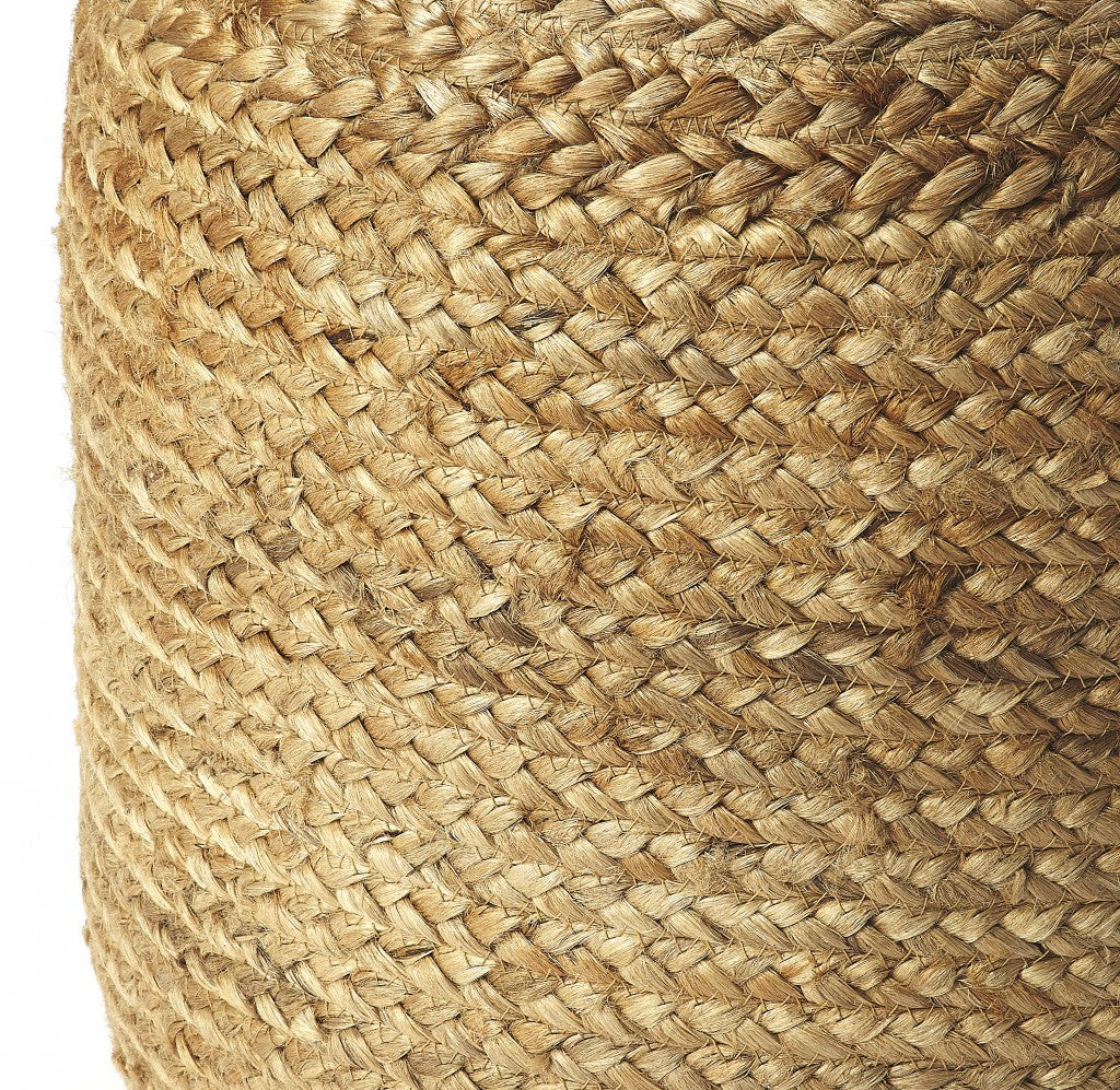 16" Jute Round Pouf Ottoman SpadezStore