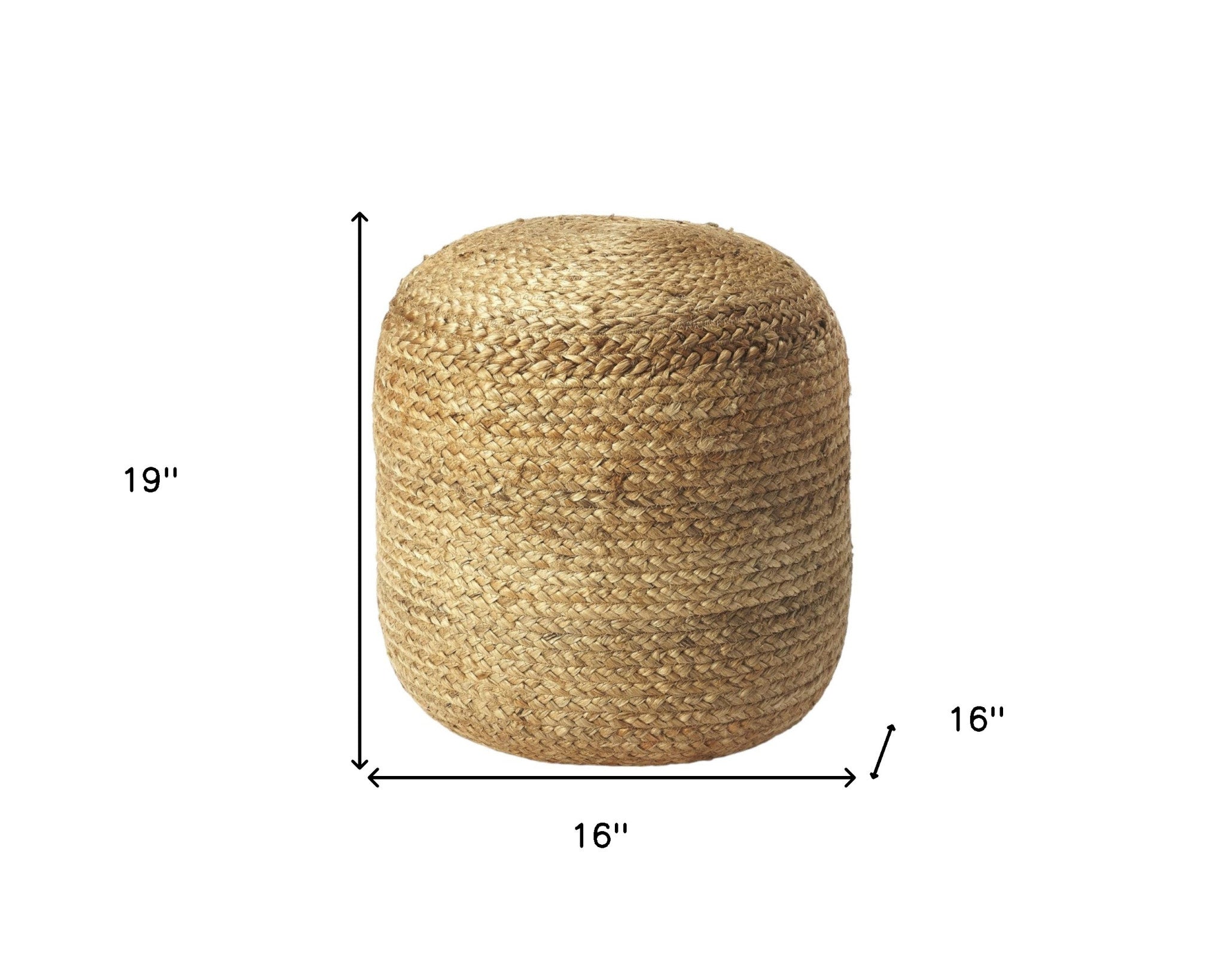 16" Jute Round Pouf Ottoman SpadezStore
