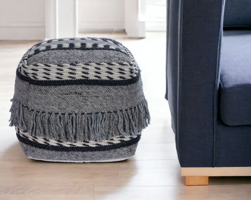 21" Gray Pouf Ottoman SpadezStore