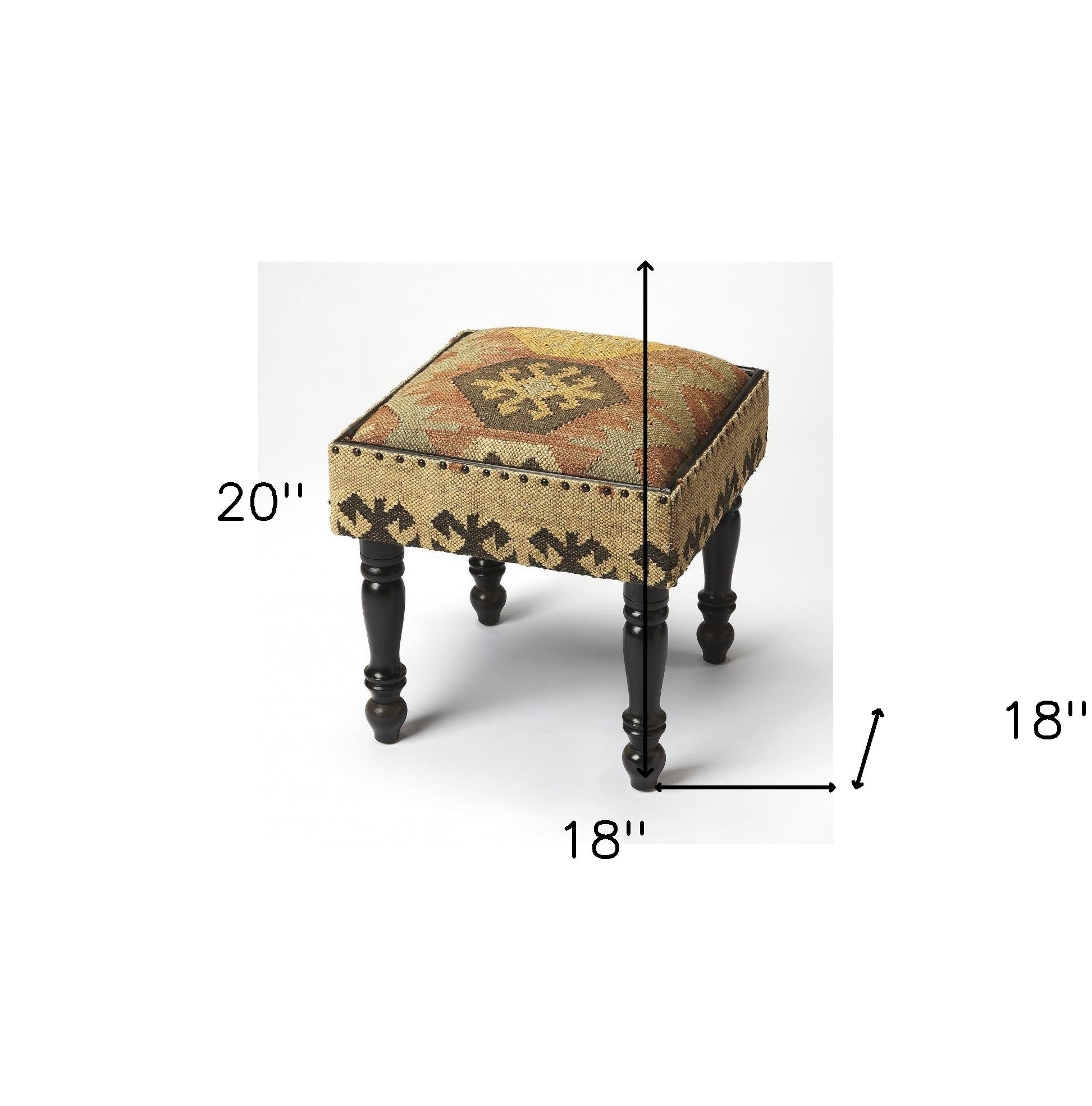 18" Brown Linen Ottoman SpadezStore