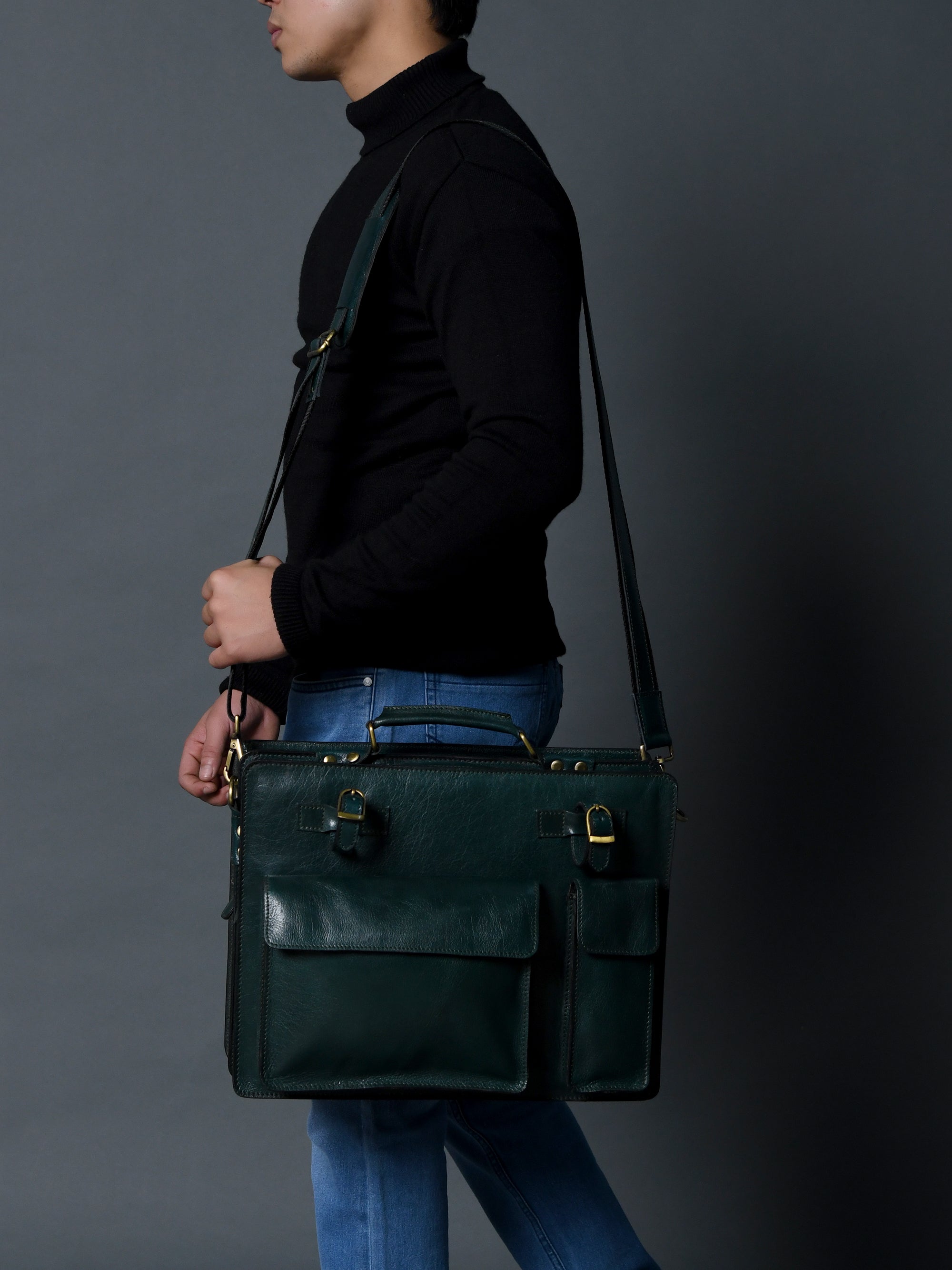 Classy Leather Bags Tuscany Italian Leather Briefcase, Green SpadezStore