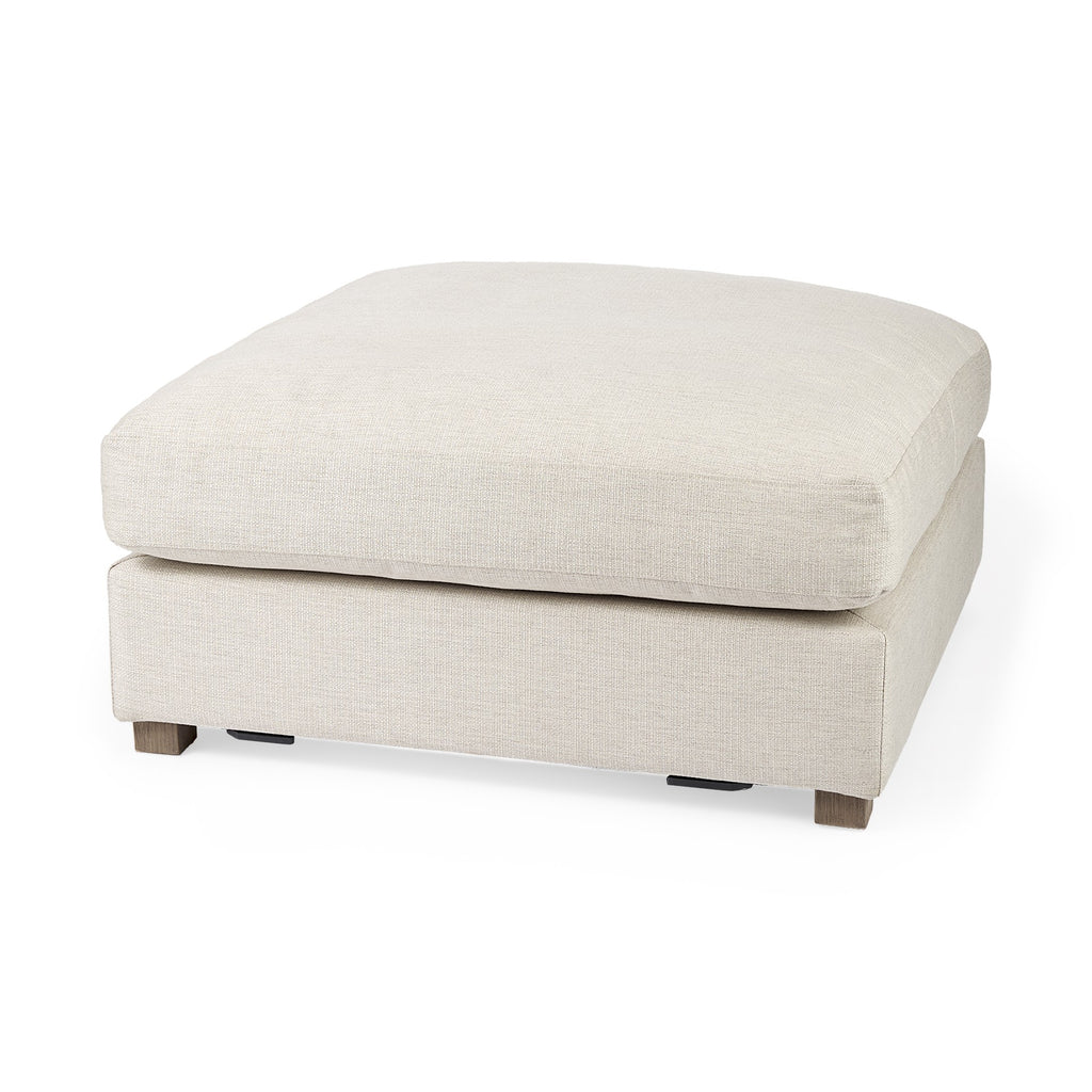 39" Beige Fabric and Brown Cocktail Ottoman SpadezStore