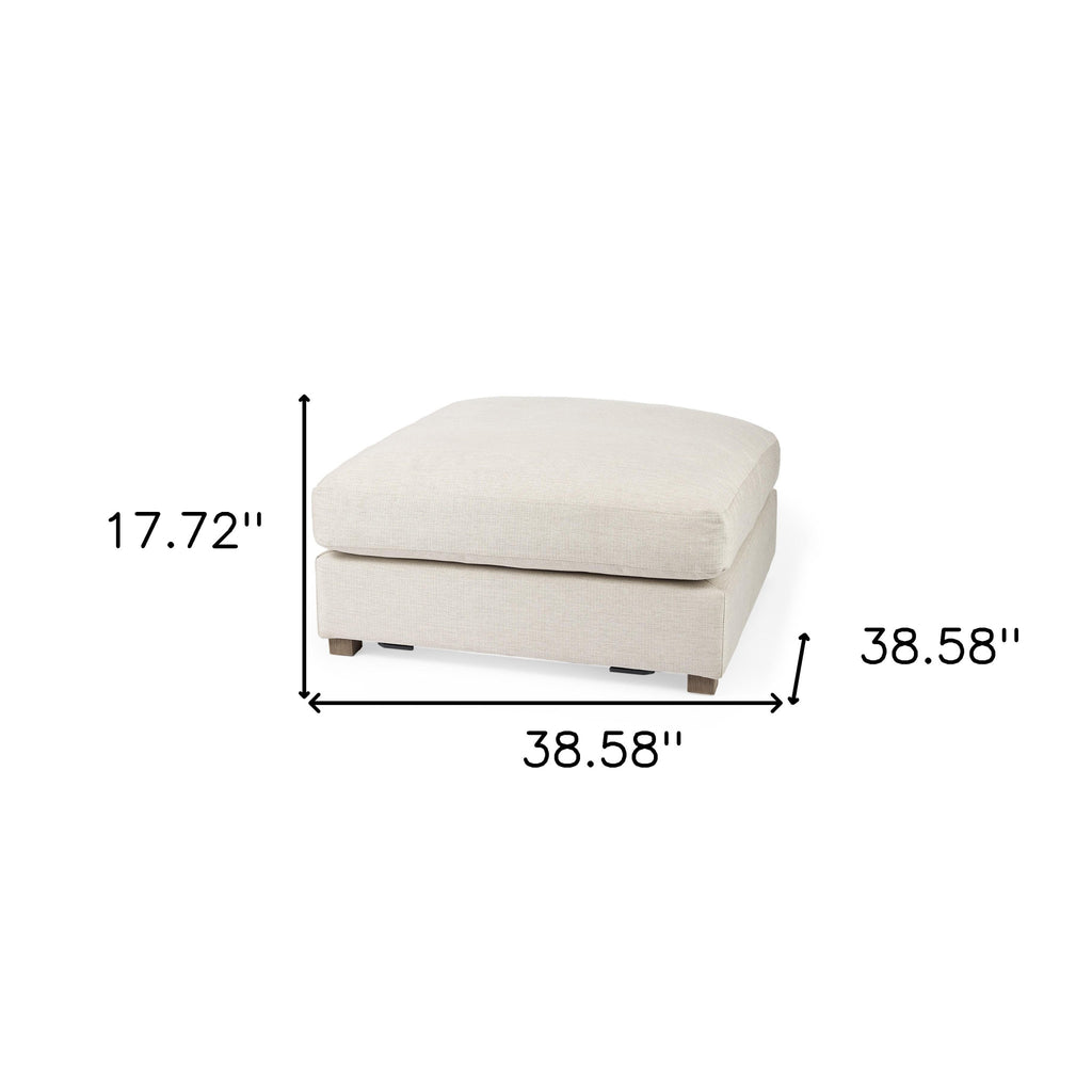 39" Beige Fabric and Brown Cocktail Ottoman SpadezStore