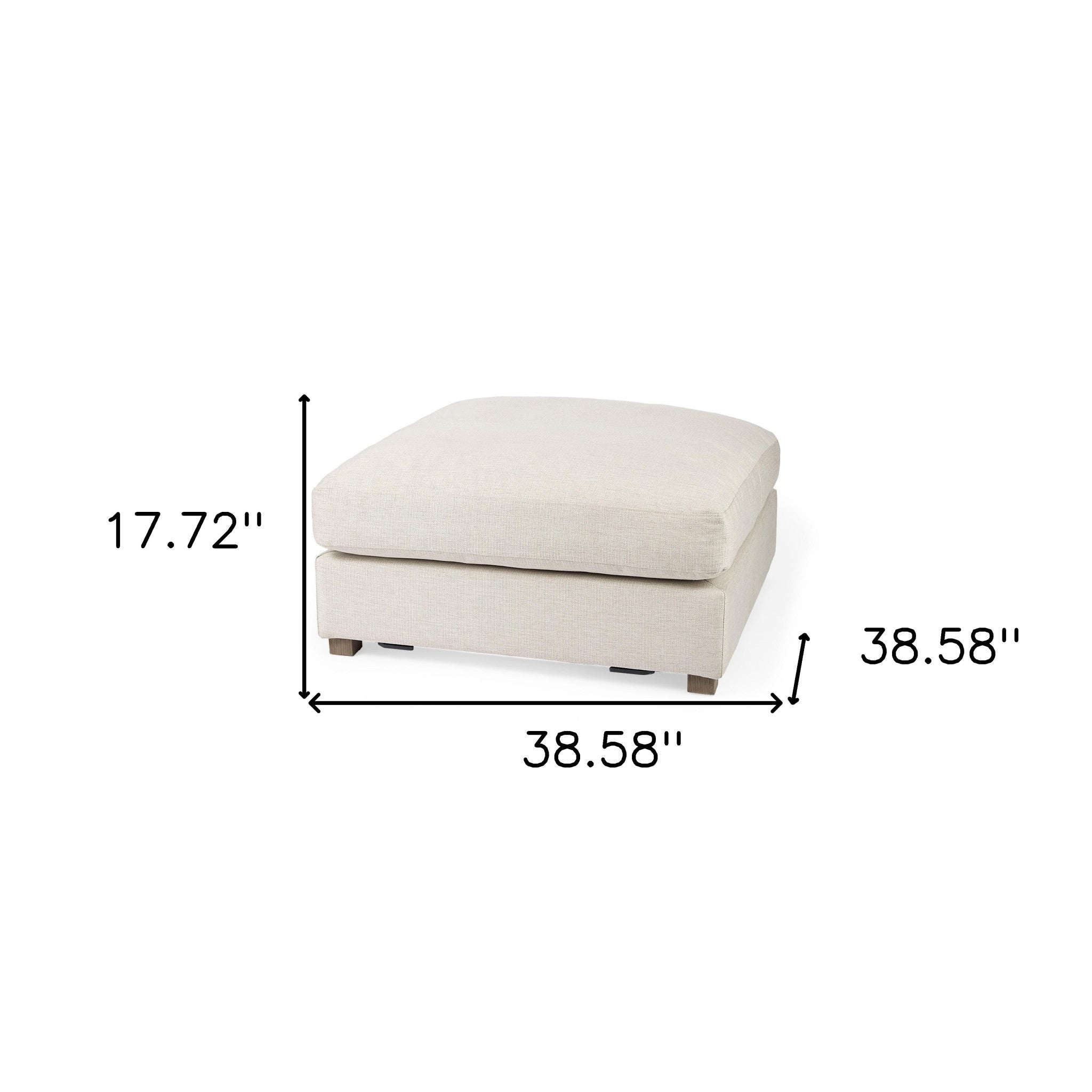 39" Beige Fabric and Brown Cocktail Ottoman SpadezStore