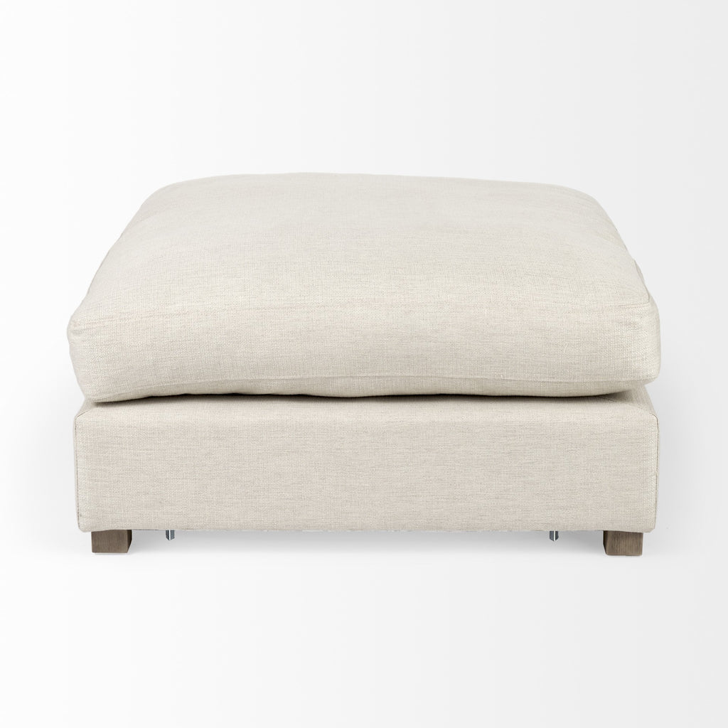 39" Beige Fabric and Brown Cocktail Ottoman SpadezStore