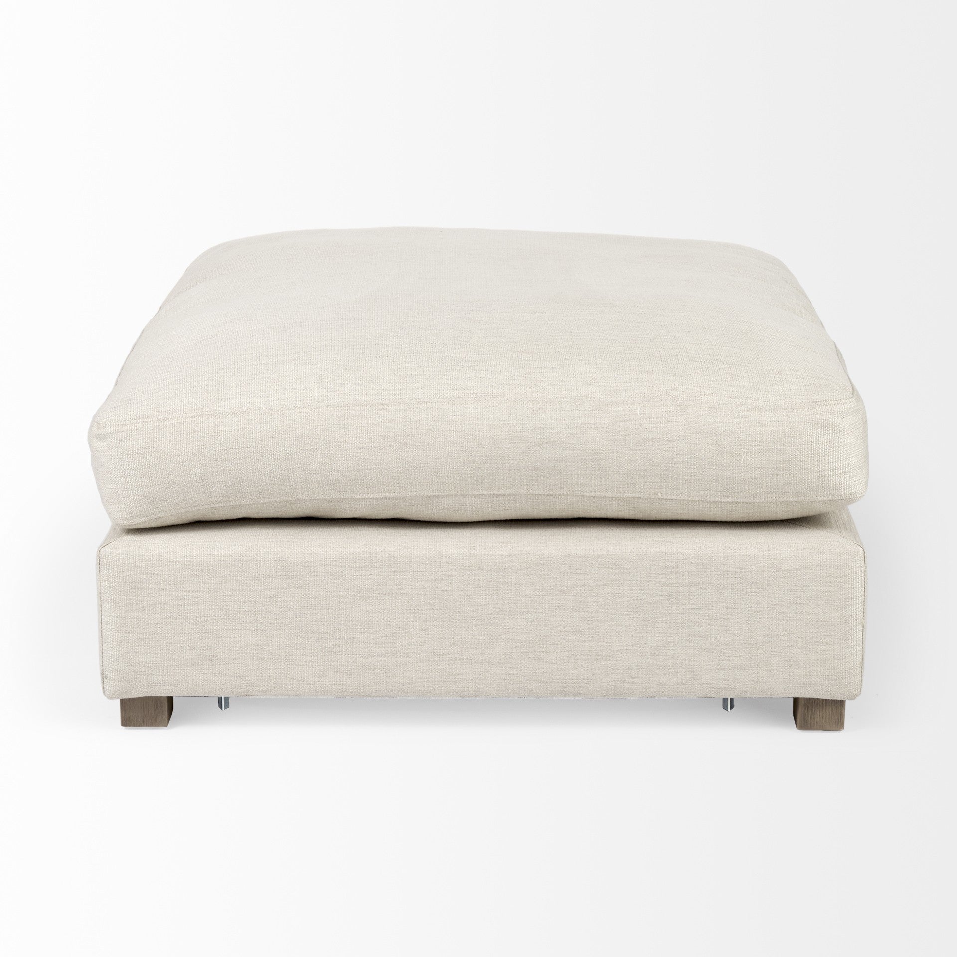 39" Beige Fabric and Brown Cocktail Ottoman SpadezStore
