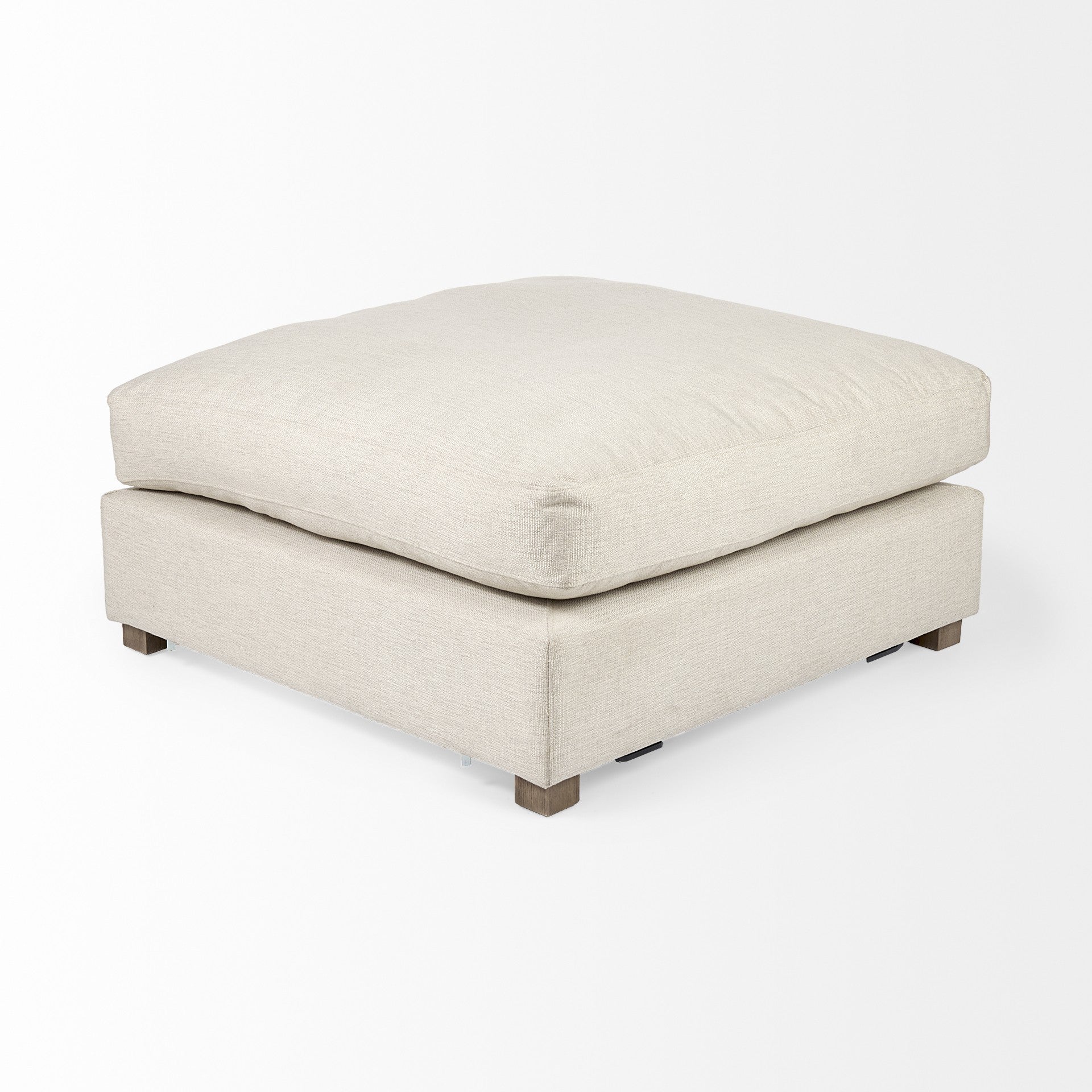 39" Beige Fabric and Brown Cocktail Ottoman SpadezStore