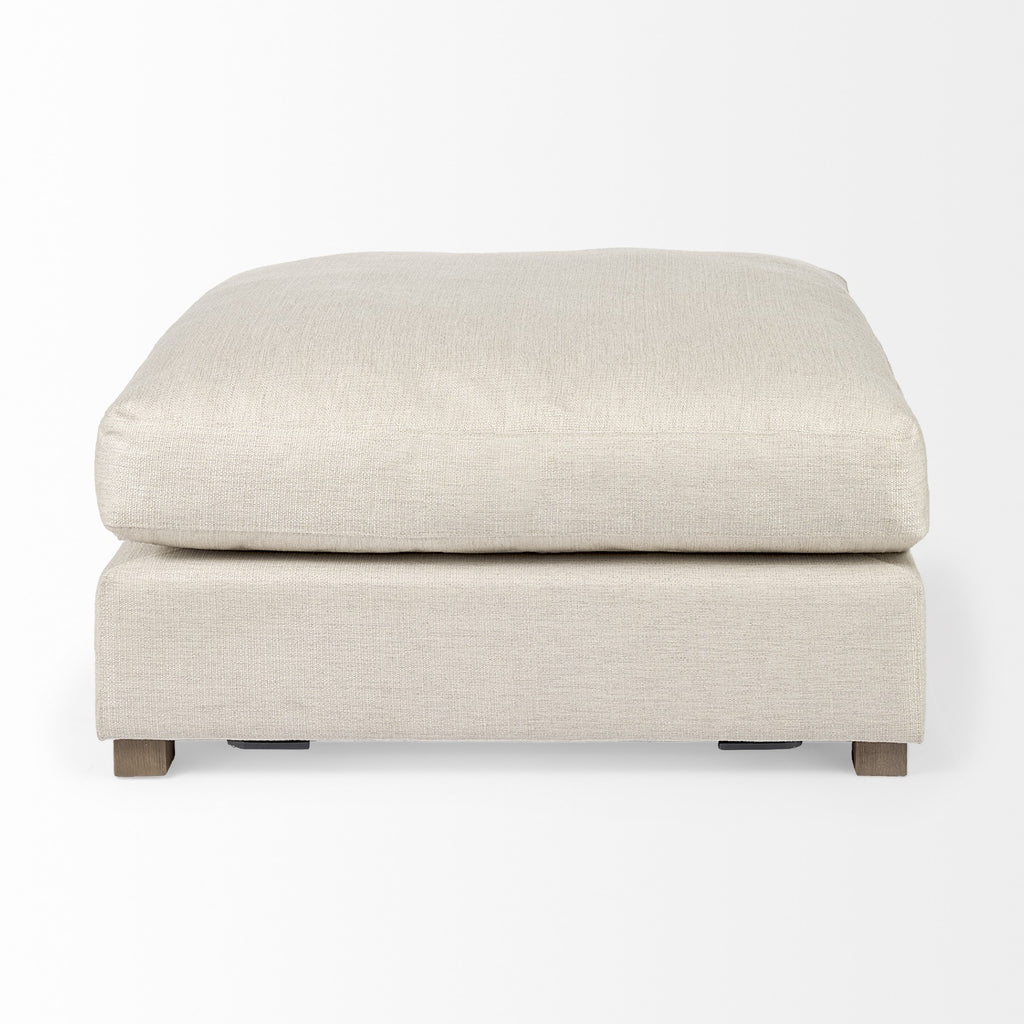 39" Beige Fabric and Brown Cocktail Ottoman SpadezStore