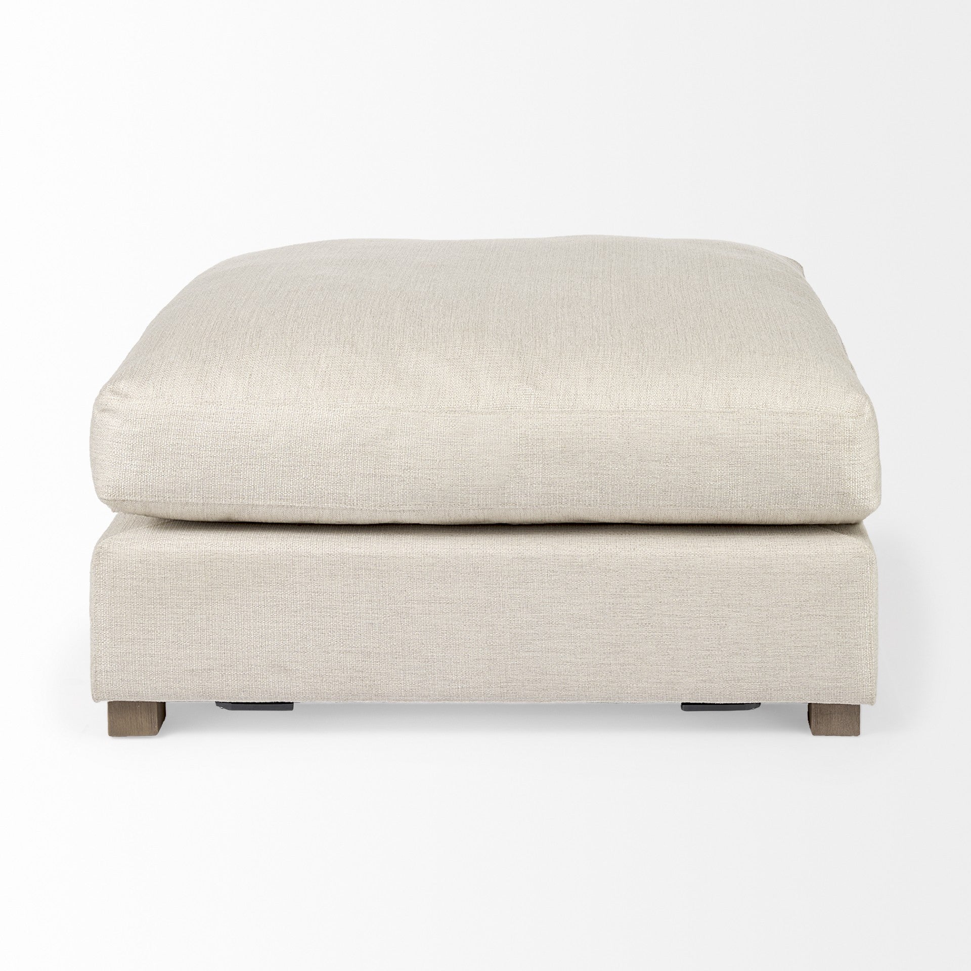 39" Beige Fabric and Brown Cocktail Ottoman SpadezStore