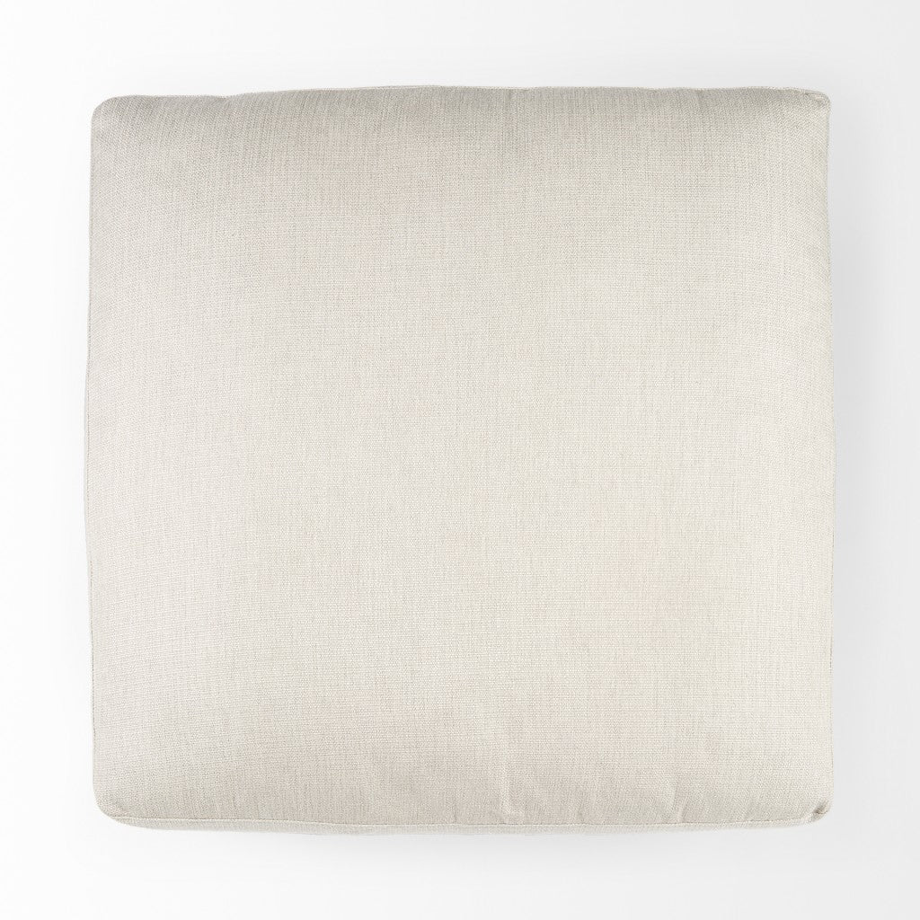 39" Beige Fabric and Brown Cocktail Ottoman SpadezStore