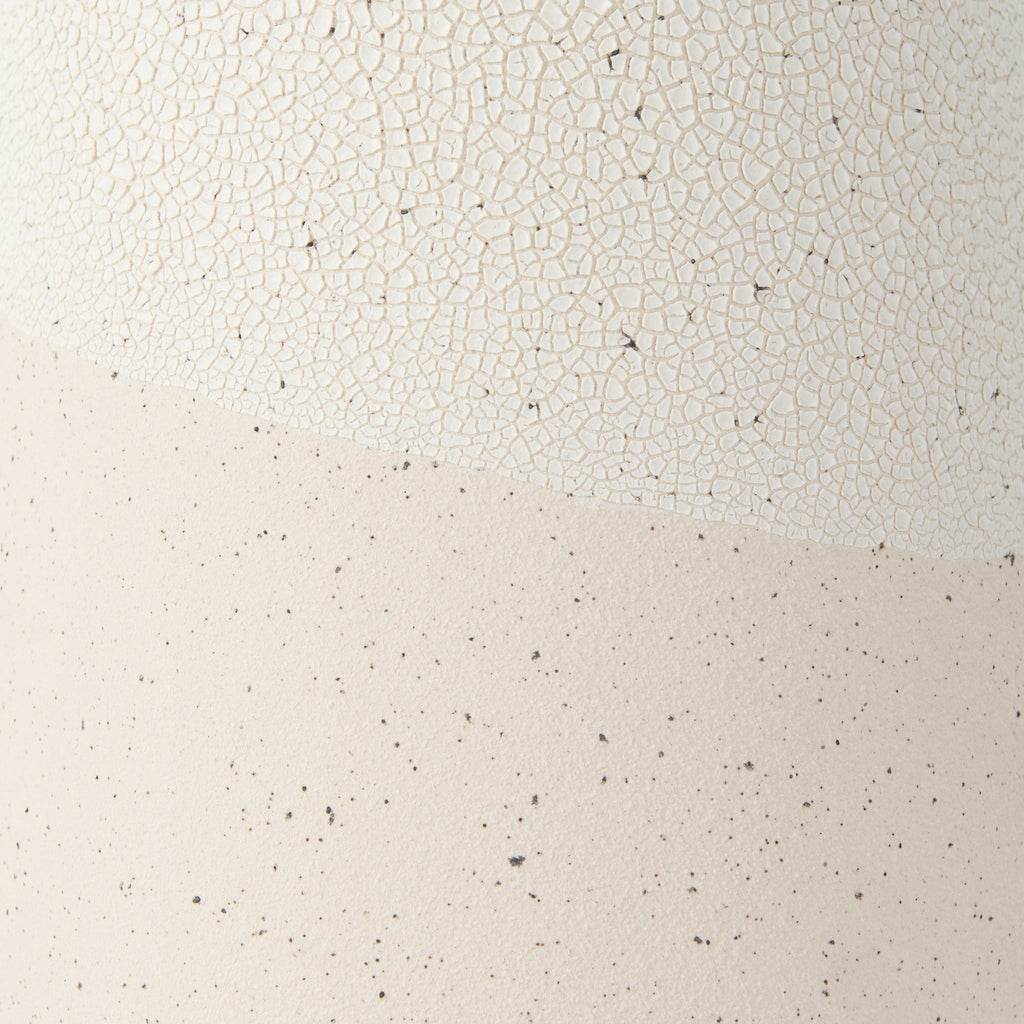 14" Cream Abstract Cylinder Ceramic Table Vase