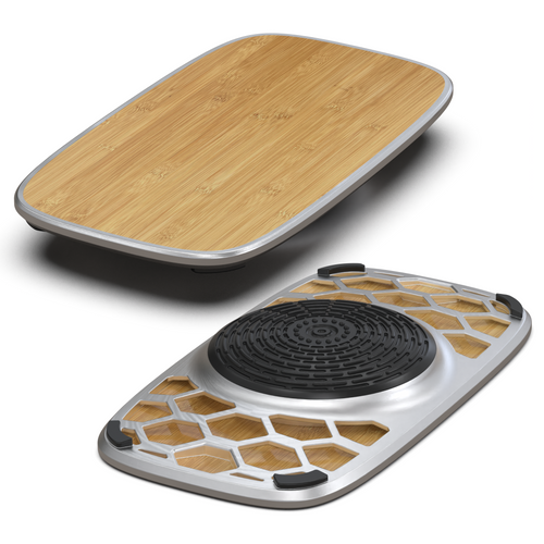 Bamboo and Silver Active Standing Desk Balance Board SpadezStore
