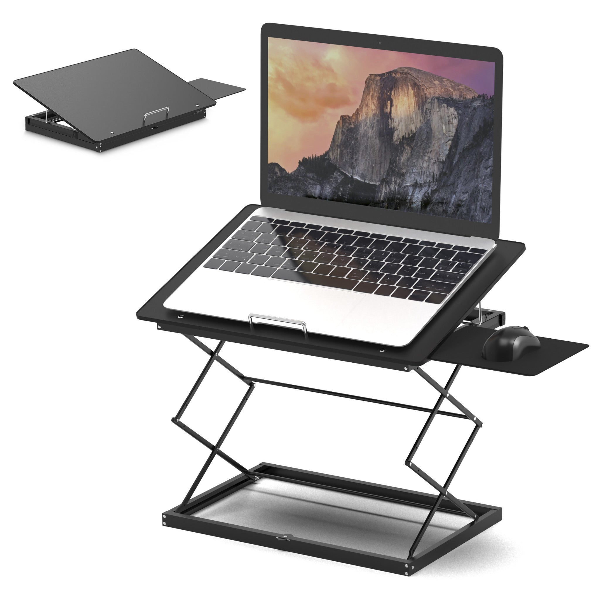 Black Compact Folding Laptop Desk or Laptop Stand with Mousepad - Thumbnail 2