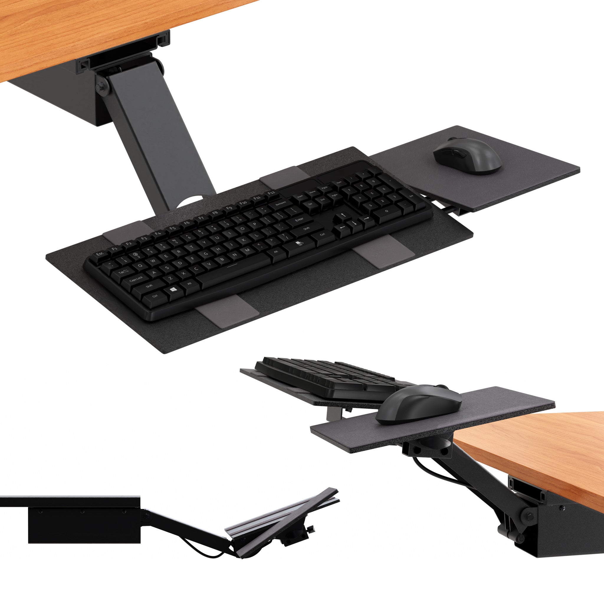 Black Ergonomic Under Desk Pull Out Keyboard Sit or Stand Tray SpadezStore