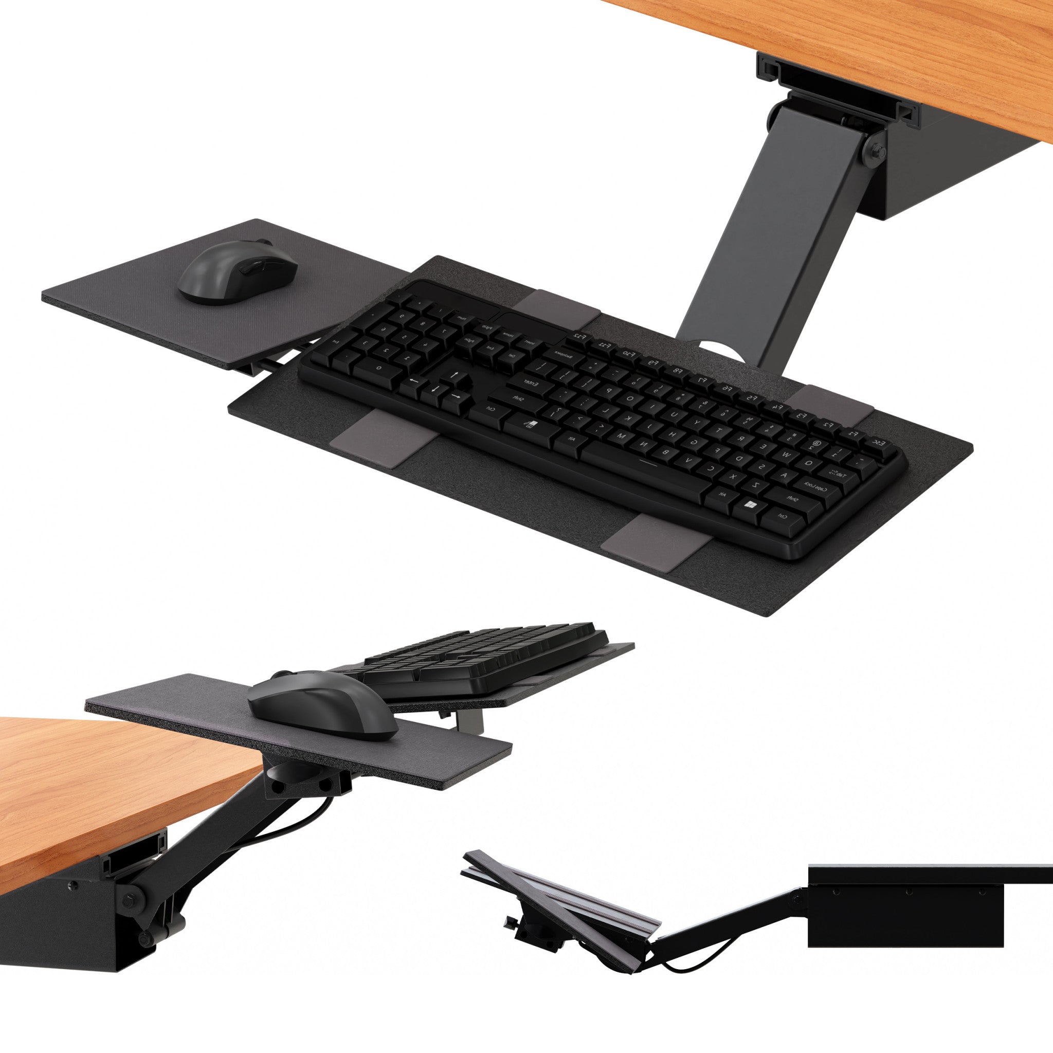 Black Ergonomic Under Desk Pull Out Keyboard Sit or Stand Tray SpadezStore