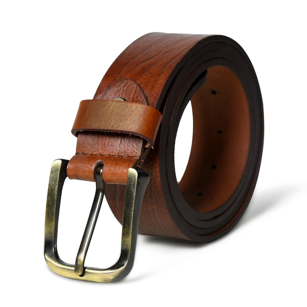 Classy Leather Bags Vibrant Brown Pin Buckle Belt SpadezStore