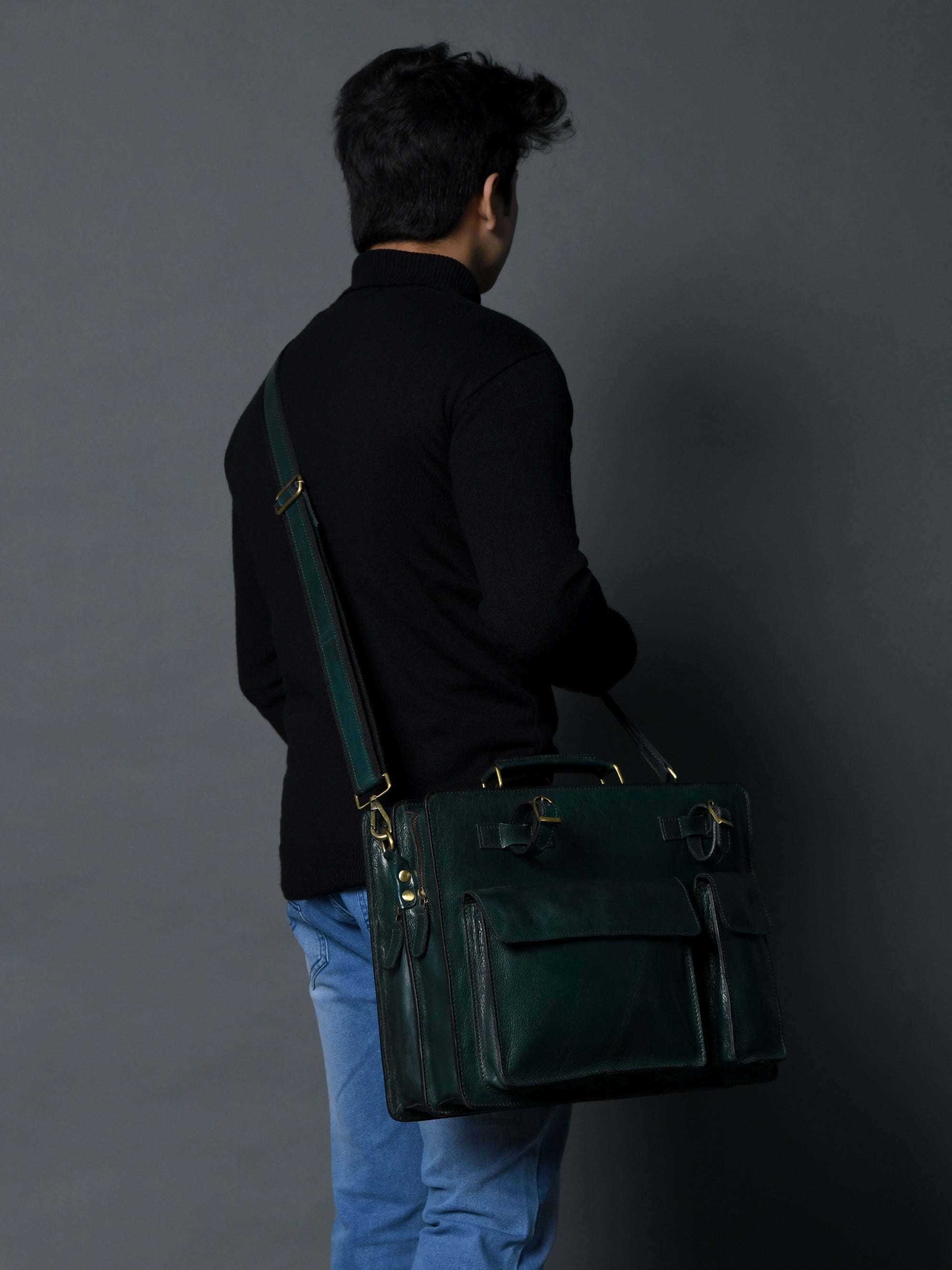 Classy Leather Bags Tuscany Italian Leather Briefcase, Green SpadezStore