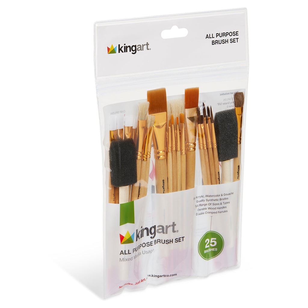 KINGART Studio Value Pack Brush Set - 25 pc
