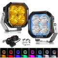 Auxbeam Color Play Series 3 Inch 116W RGB LED Pod Lights Combo Off Road Lights With 8 Backlight Options