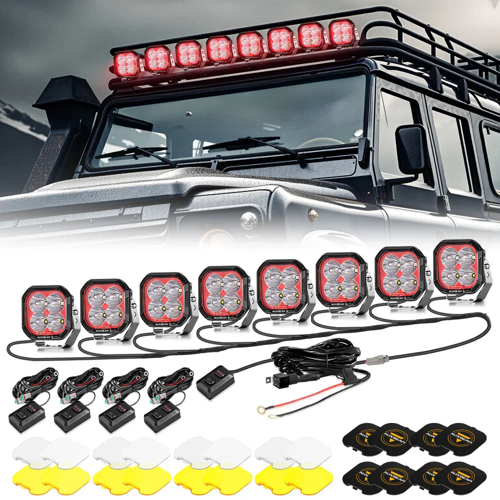 Auxbeam Color Play Series 3 Inch 116W RGB LED Pod Lights Combo Off Road Lights With 8 Backlight Options