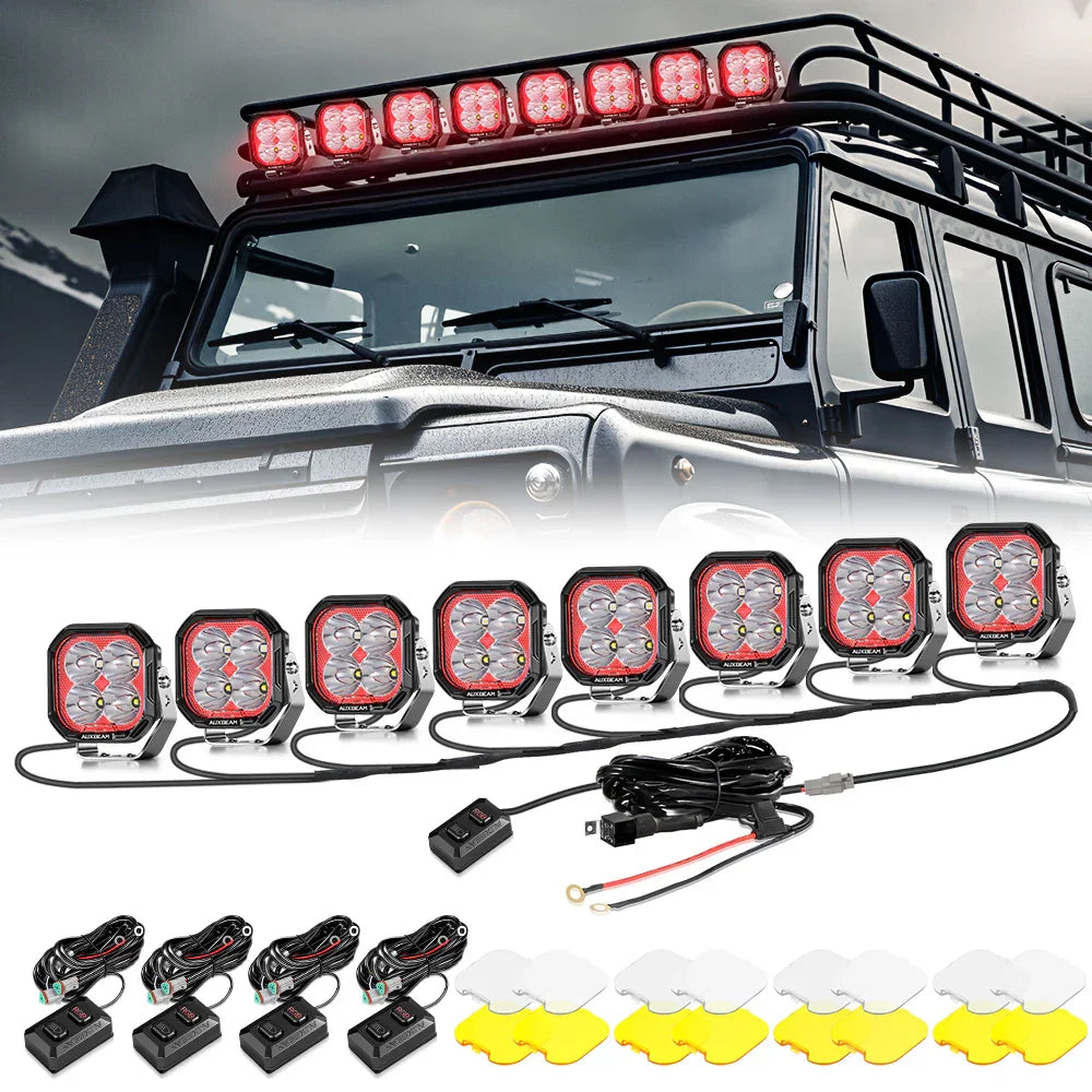 Auxbeam Color Play Series 3 Inch 116W RGB LED Pod Lights Combo Off Road Lights With 8 Backlight Options