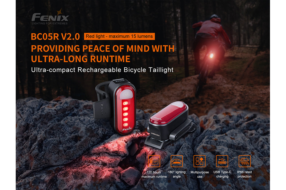 Fenix BC05R V2.0 Rechargeable Bicycle Tail Light SpadezStore