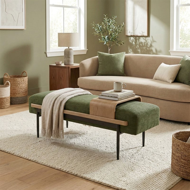 Chapel Hill Perry Cocktail Ottoman with Slide Tray SpadezStore