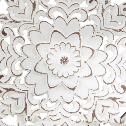 Madison Park Medallion Trio Distressed White Floral 3-piece Carved Wood Wall Decor Set SpadezStore