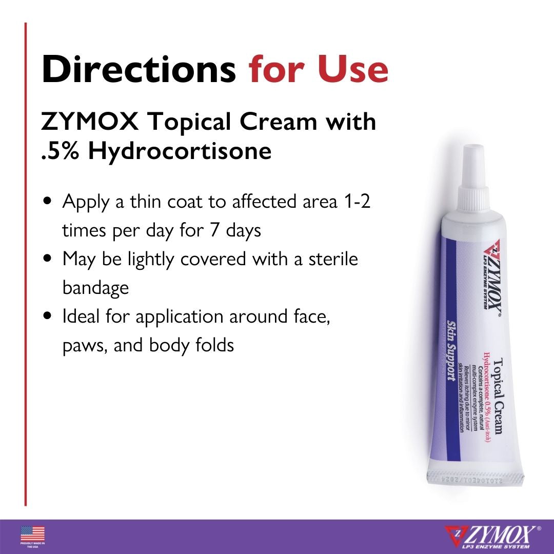Zymox Skin Support Topical Cream with Hydrocortisone for Dogs and Cats SpadezStore