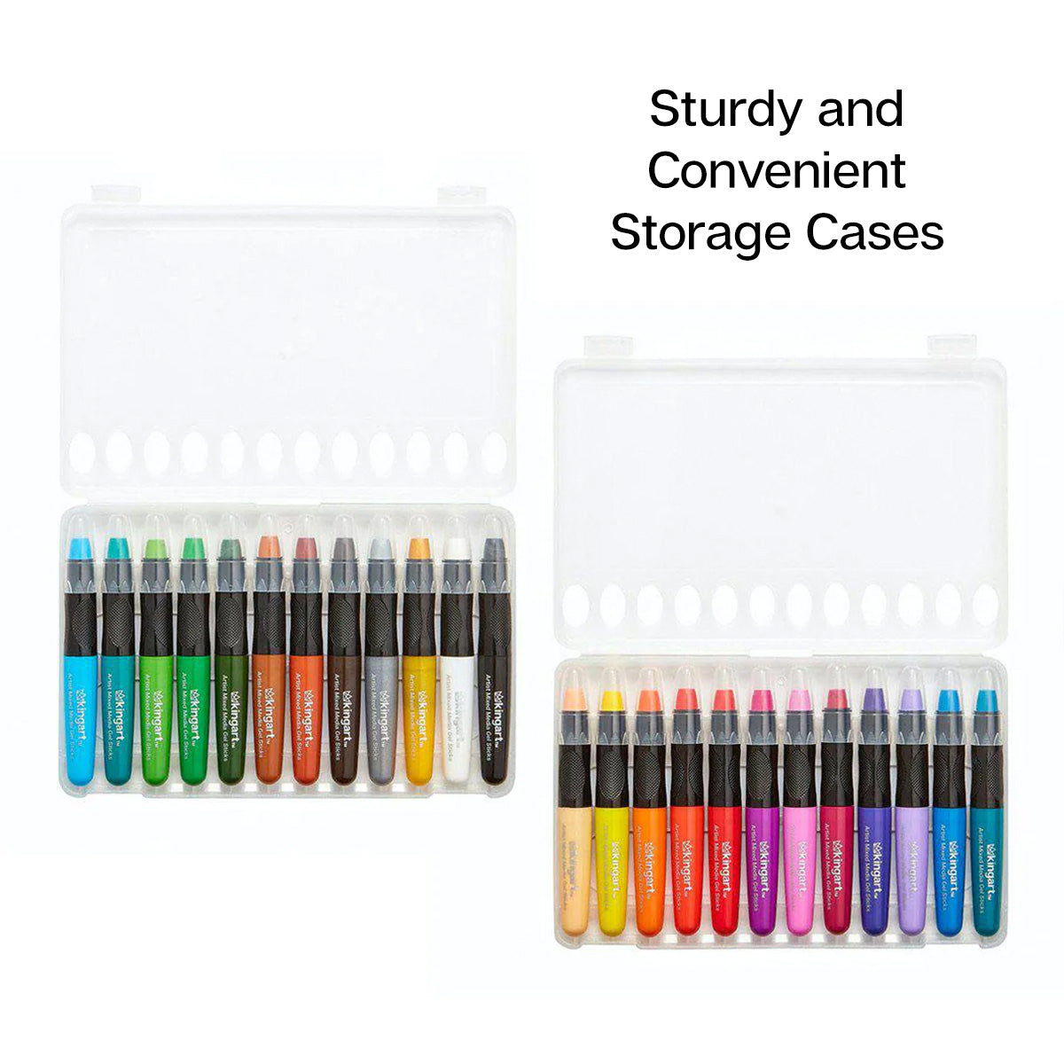 KINGART Mixed Media Gel Stick Crayons - 24 Colors