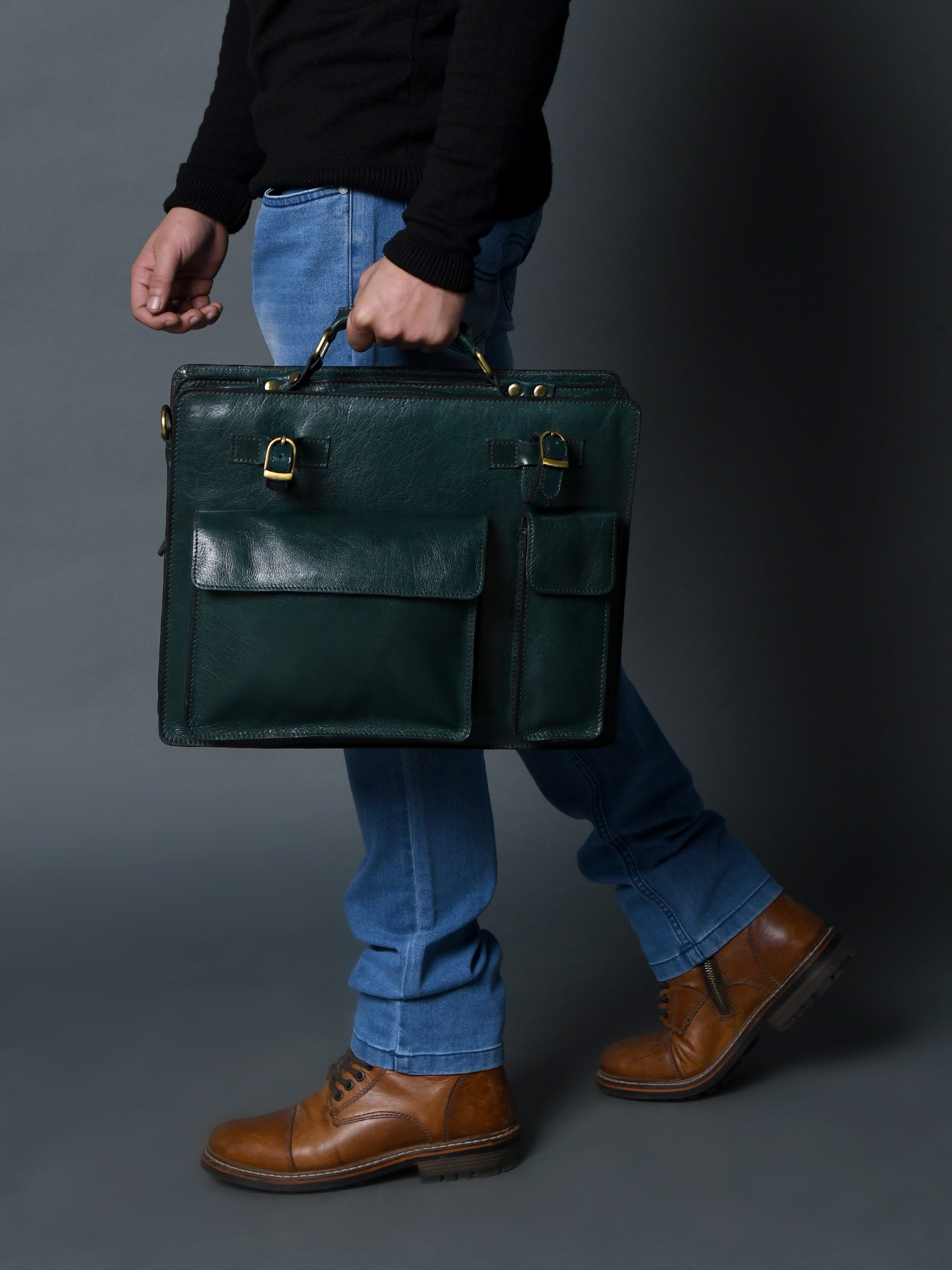Classy Leather Bags Tuscany Italian Leather Briefcase, Green SpadezStore