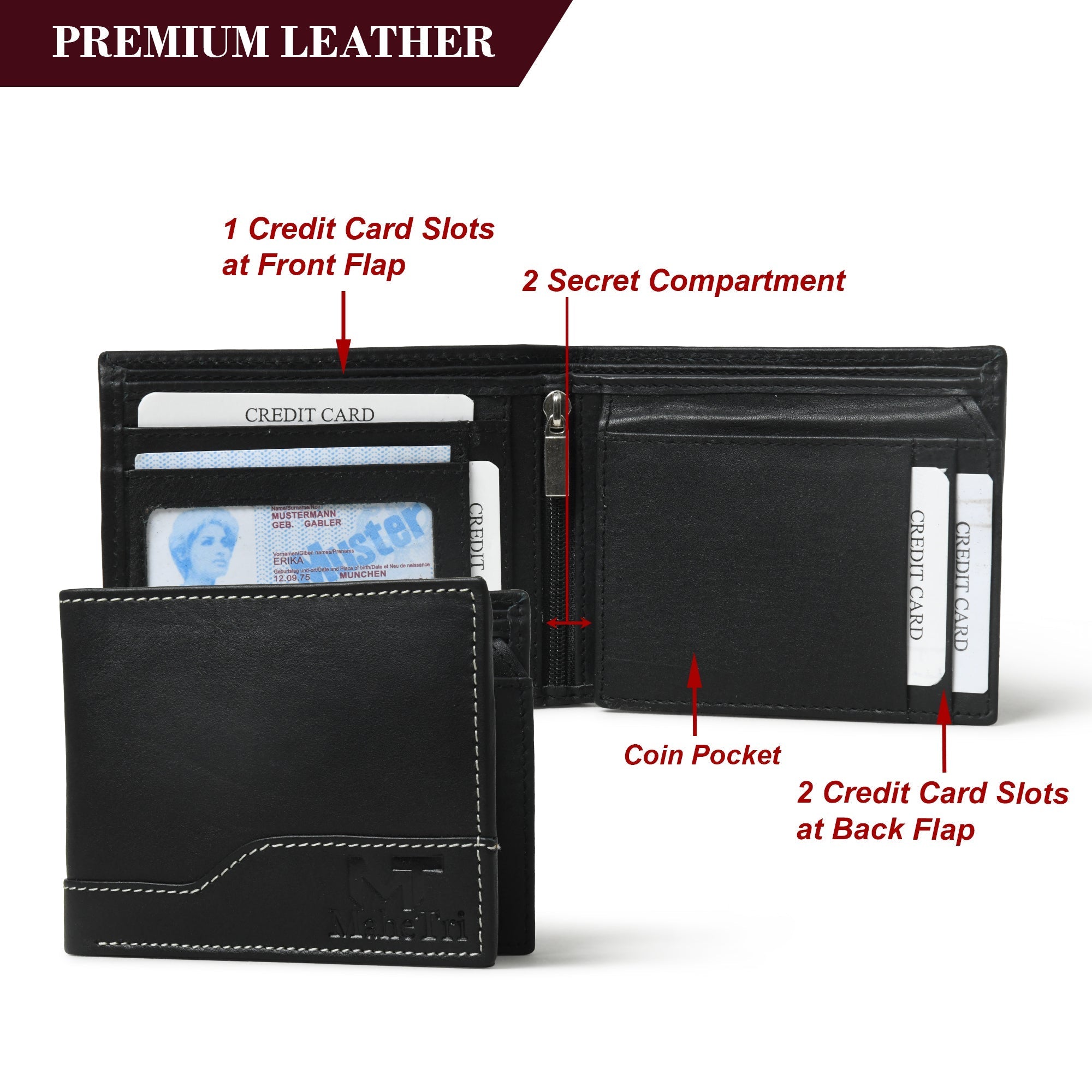 Classy Leather Bags Judson Bi-fold Wallet - Black