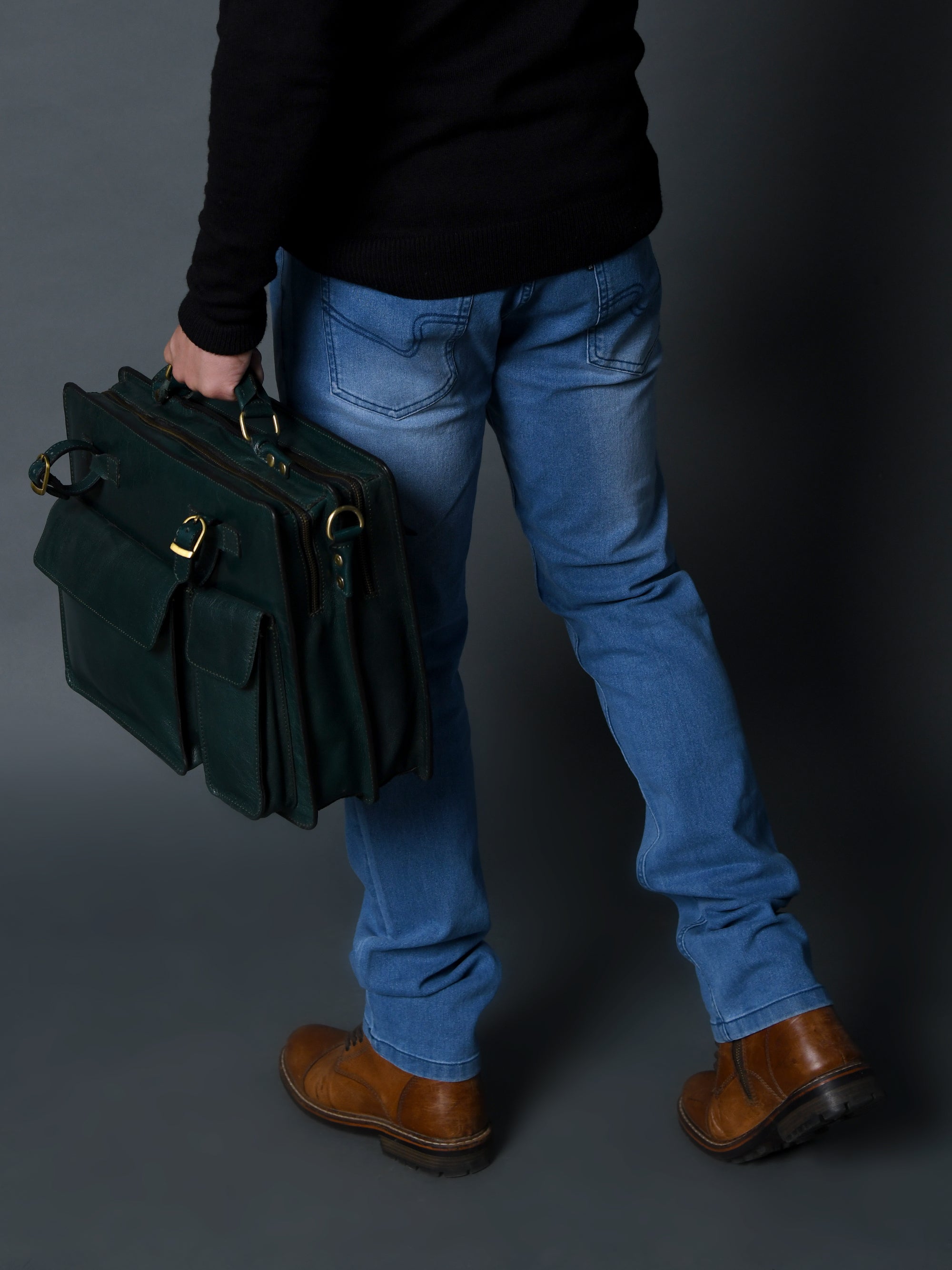 Classy Leather Bags Tuscany Italian Leather Briefcase, Green SpadezStore