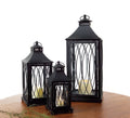 Traditional Black Metal Lantern Set of 3 SpadezStore