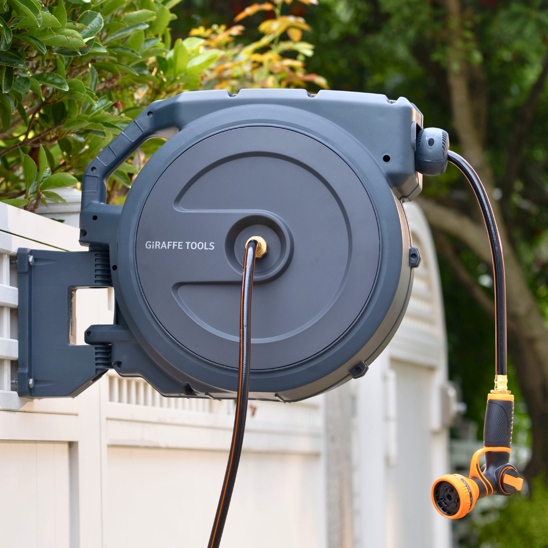 Giraffe Tools Retractable Garden Hose Reel-5/8in-90ft SpadezStore