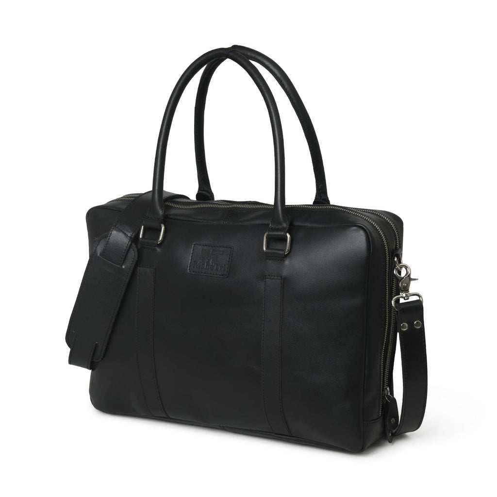 Classy Leather Bags Dixon Black Buffalo Leather Laptop Briefcase SpadezStore