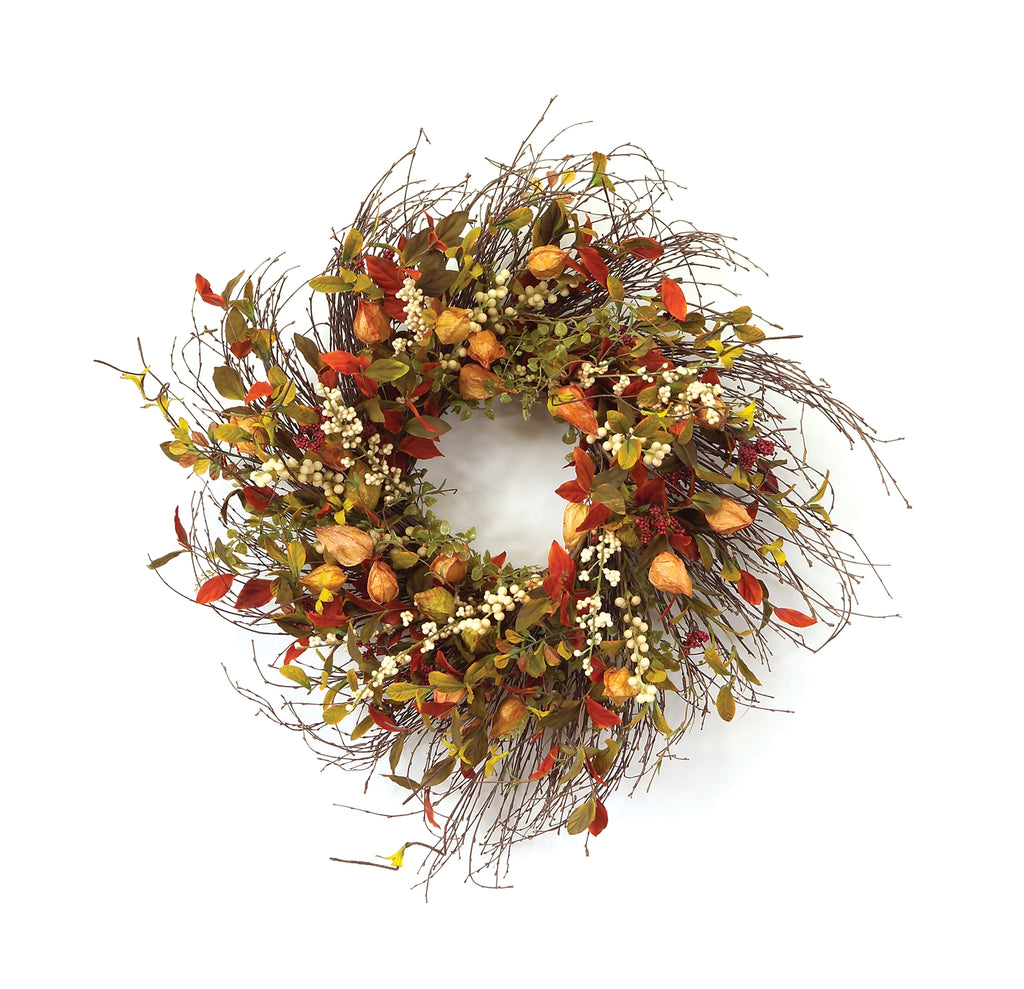 Cape Gooseberry Wreath 20"D SpadezStore