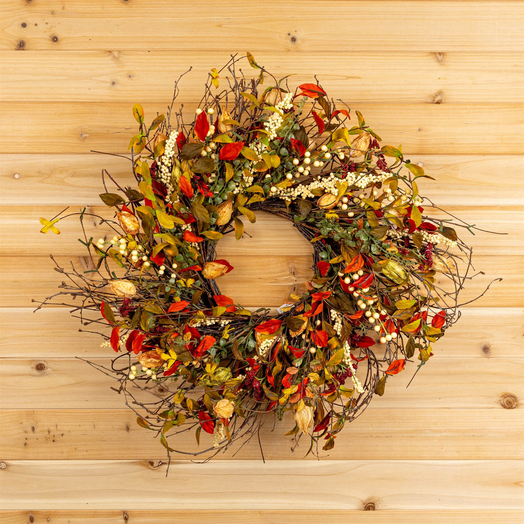 Cape Gooseberry Wreath 20"D SpadezStore