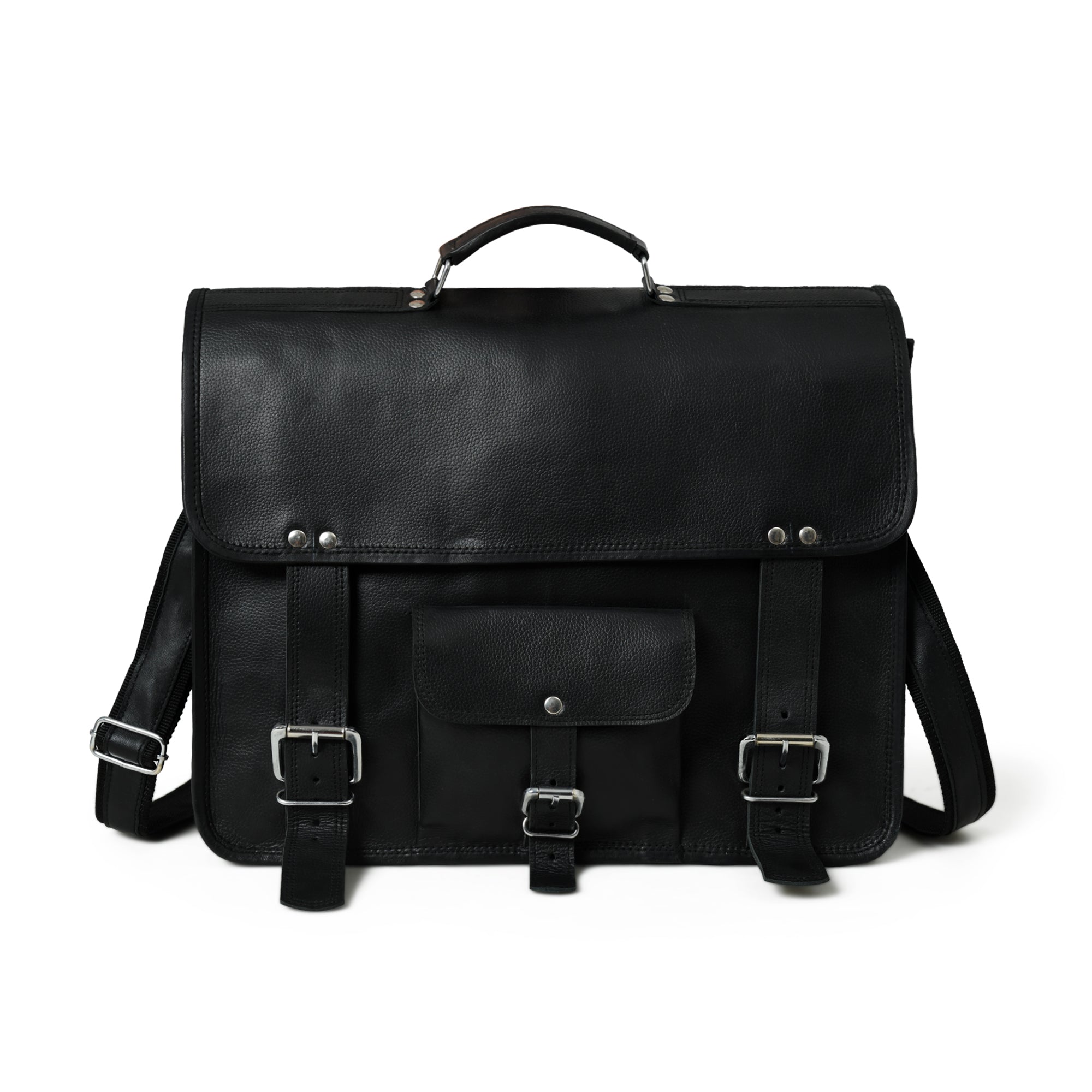 Classy Leather Bags Shadow Silver Black Messenger Bag - Thumbnail 3