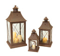 Classic Brown Metal Lantern Set of 3 SpadezStore