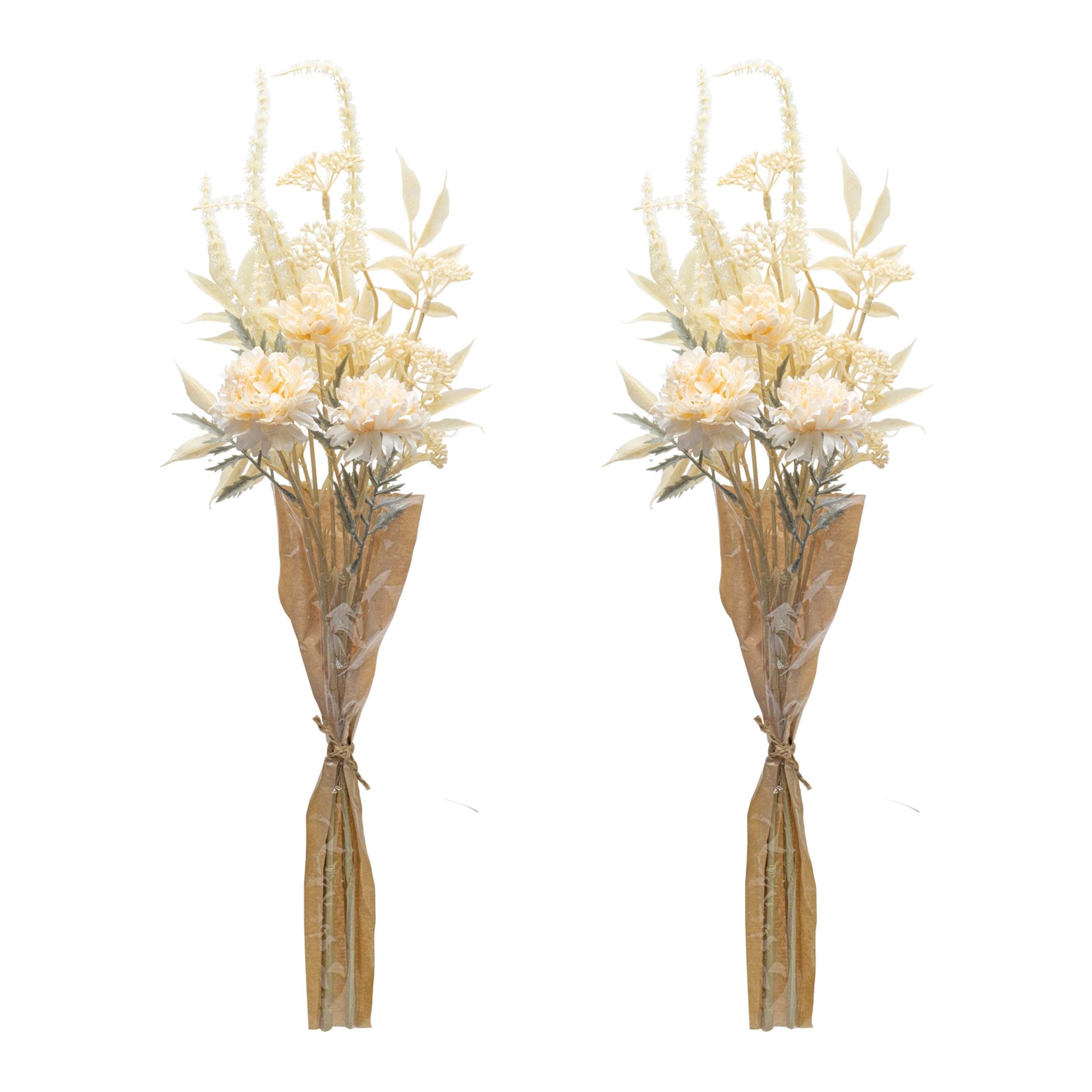 Bleached Zinnia Bouquet Set of 2 SpadezStore