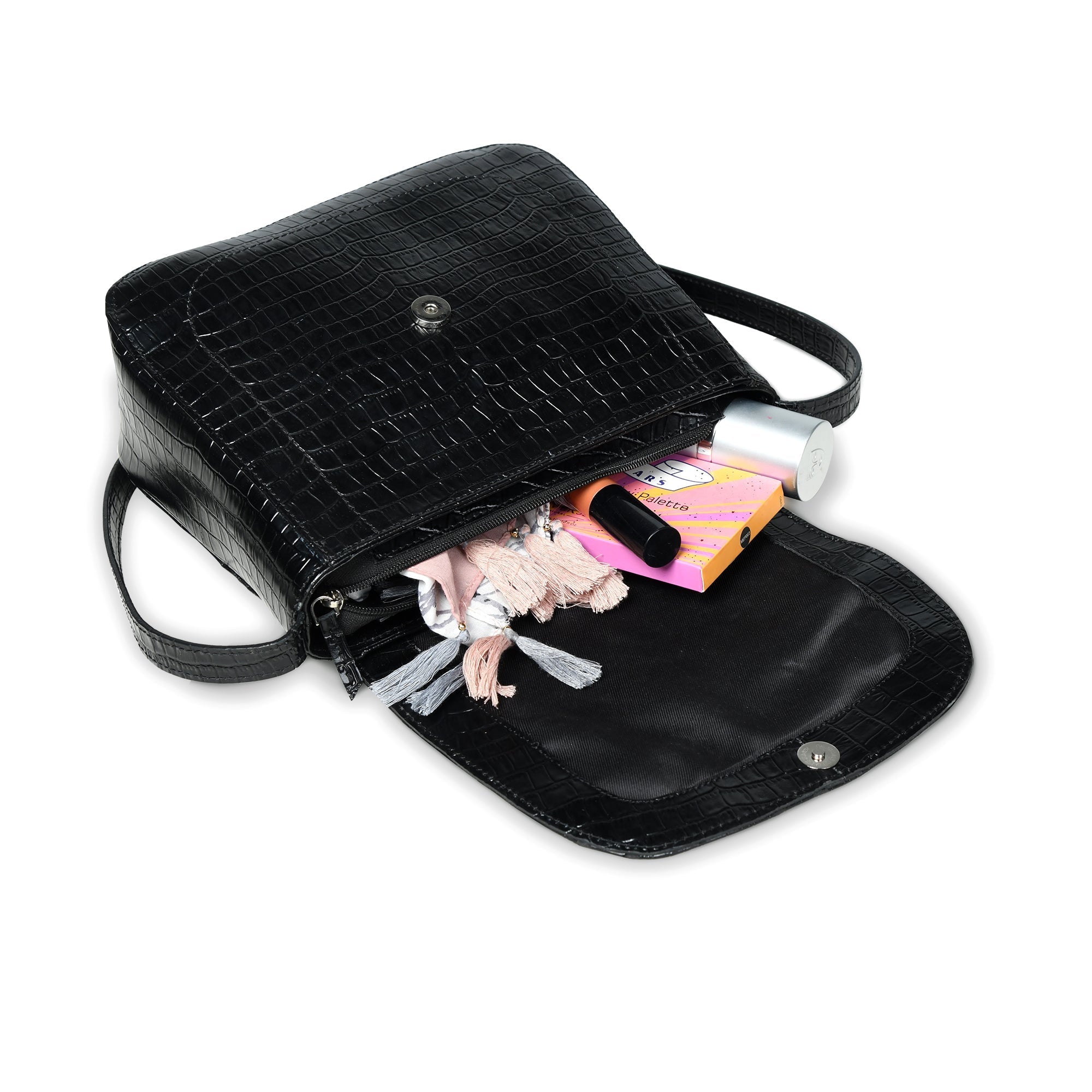 Diva Black Croco Sling Bag SpadezStore