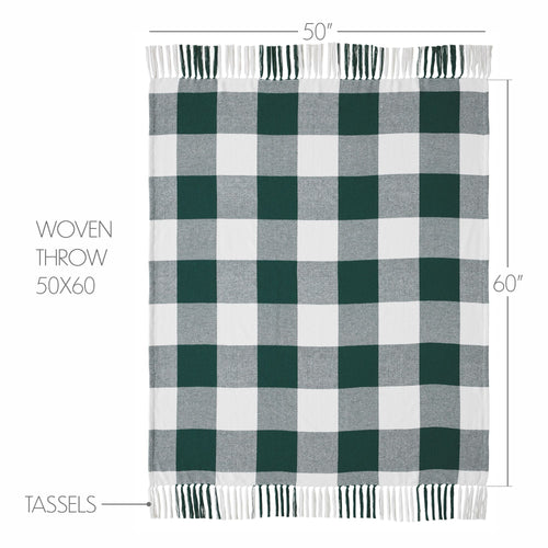 Annie Buffalo Check Hunter Green Woven Throw 50x60 SpadezStore
