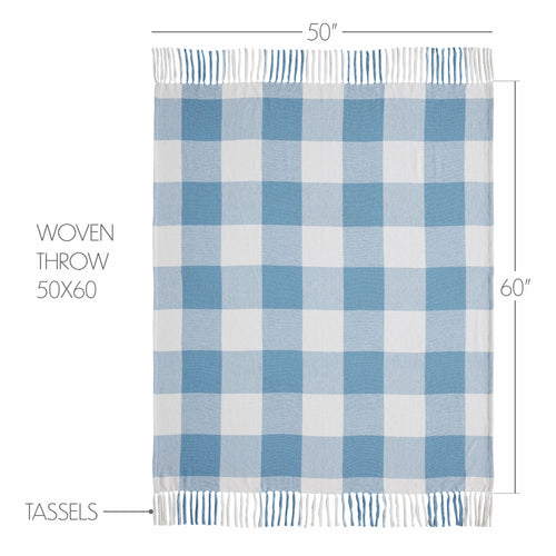 Annie Buffalo Check Blue Woven Throw 50x60 SpadezStore