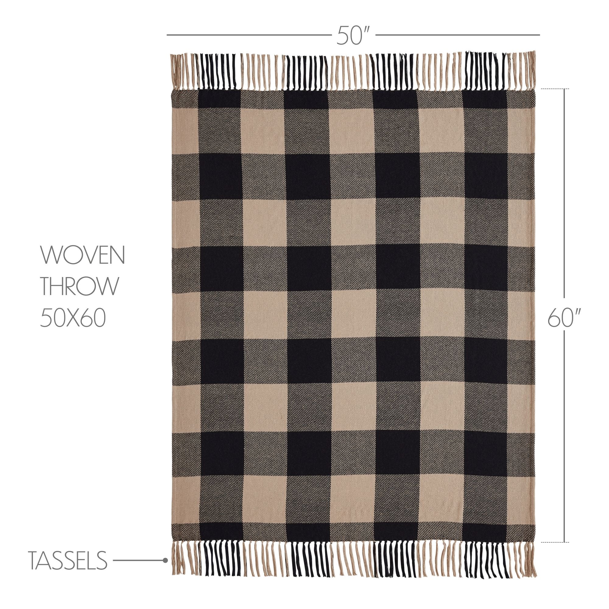 Black Check Woven Throw 50x60 SpadezStore