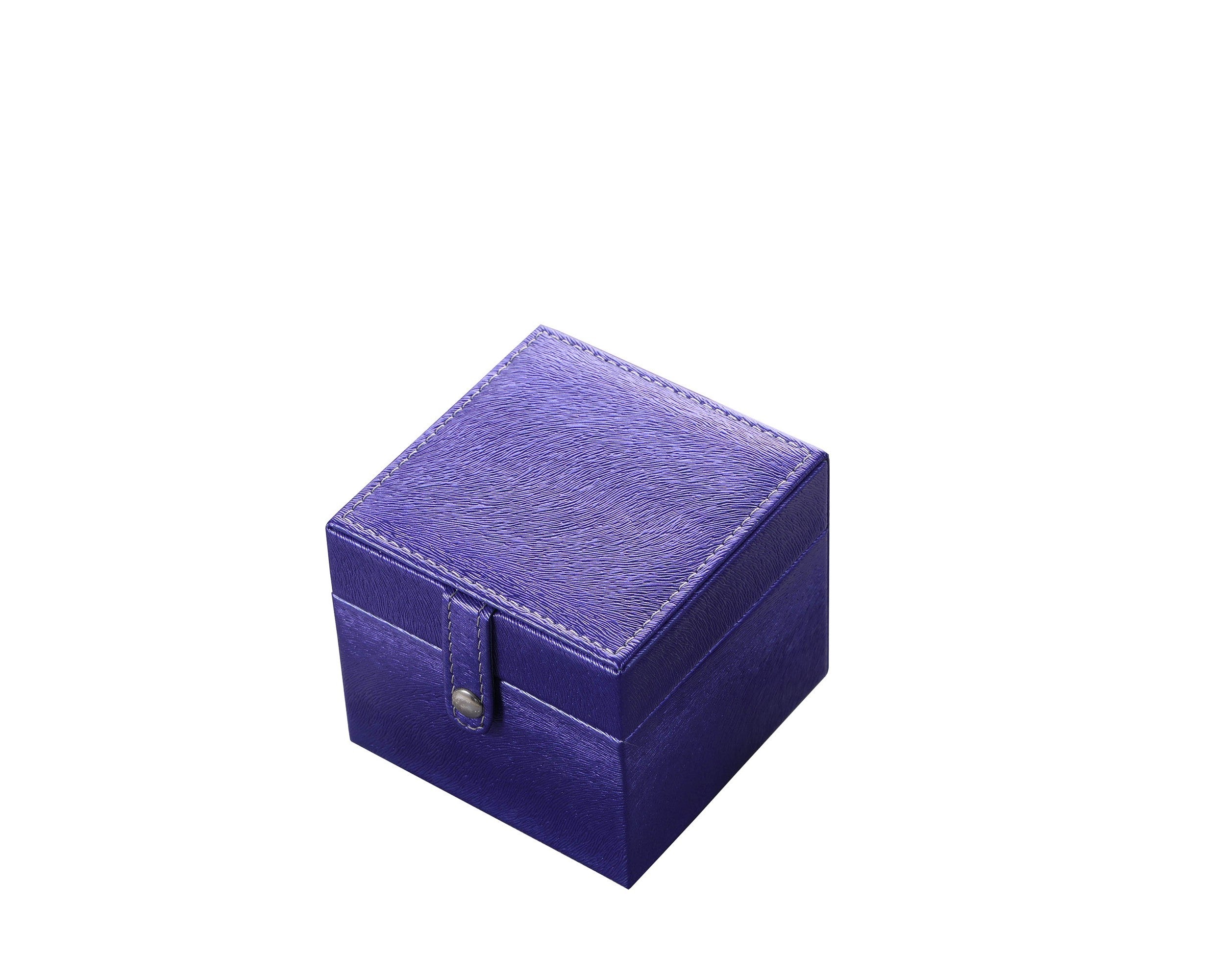 4" Azure Faux Leather Five Section Jewelry Box Travel Case With Mirror