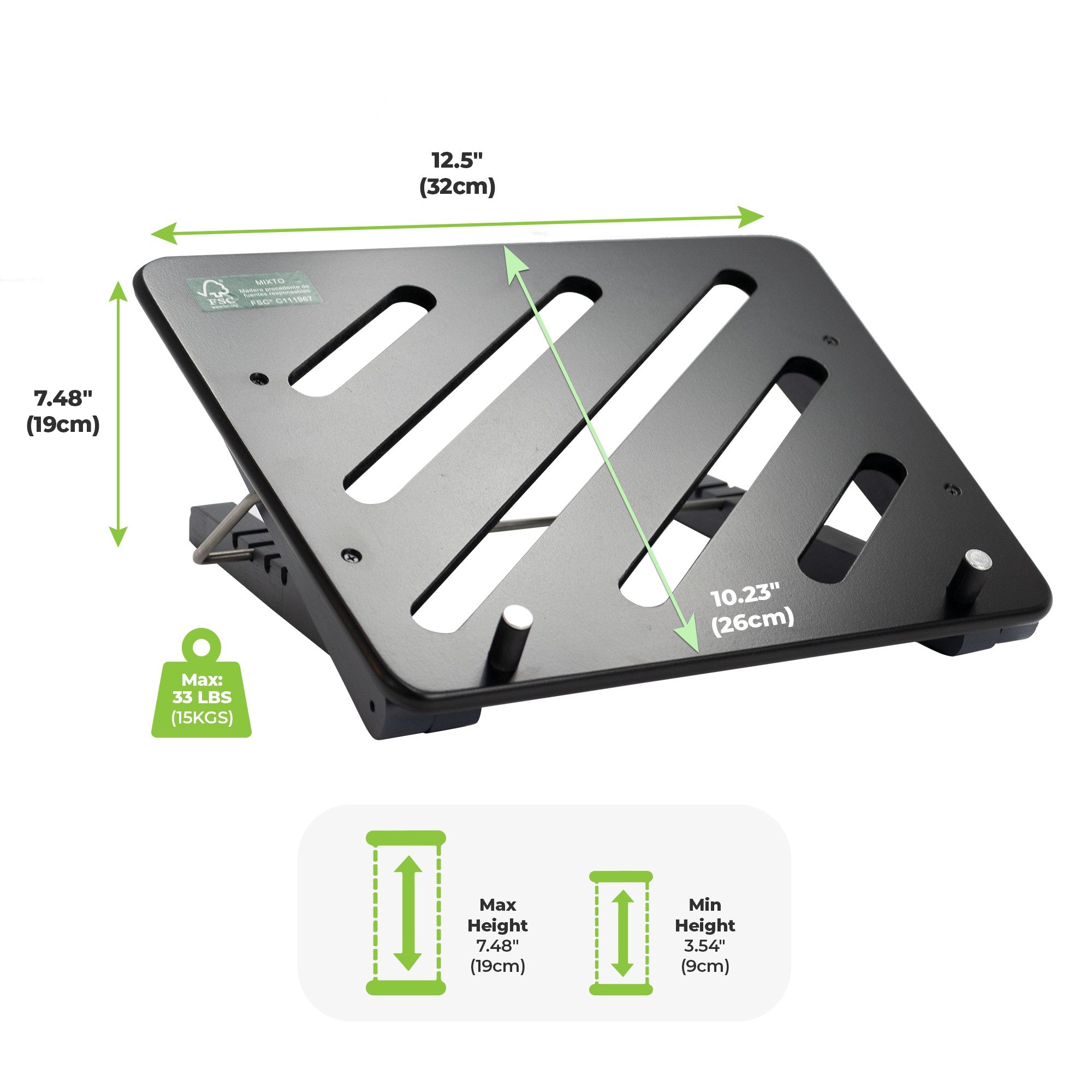 Black Adjustable Five Level Ergonomic Laptop Stand SpadezStore